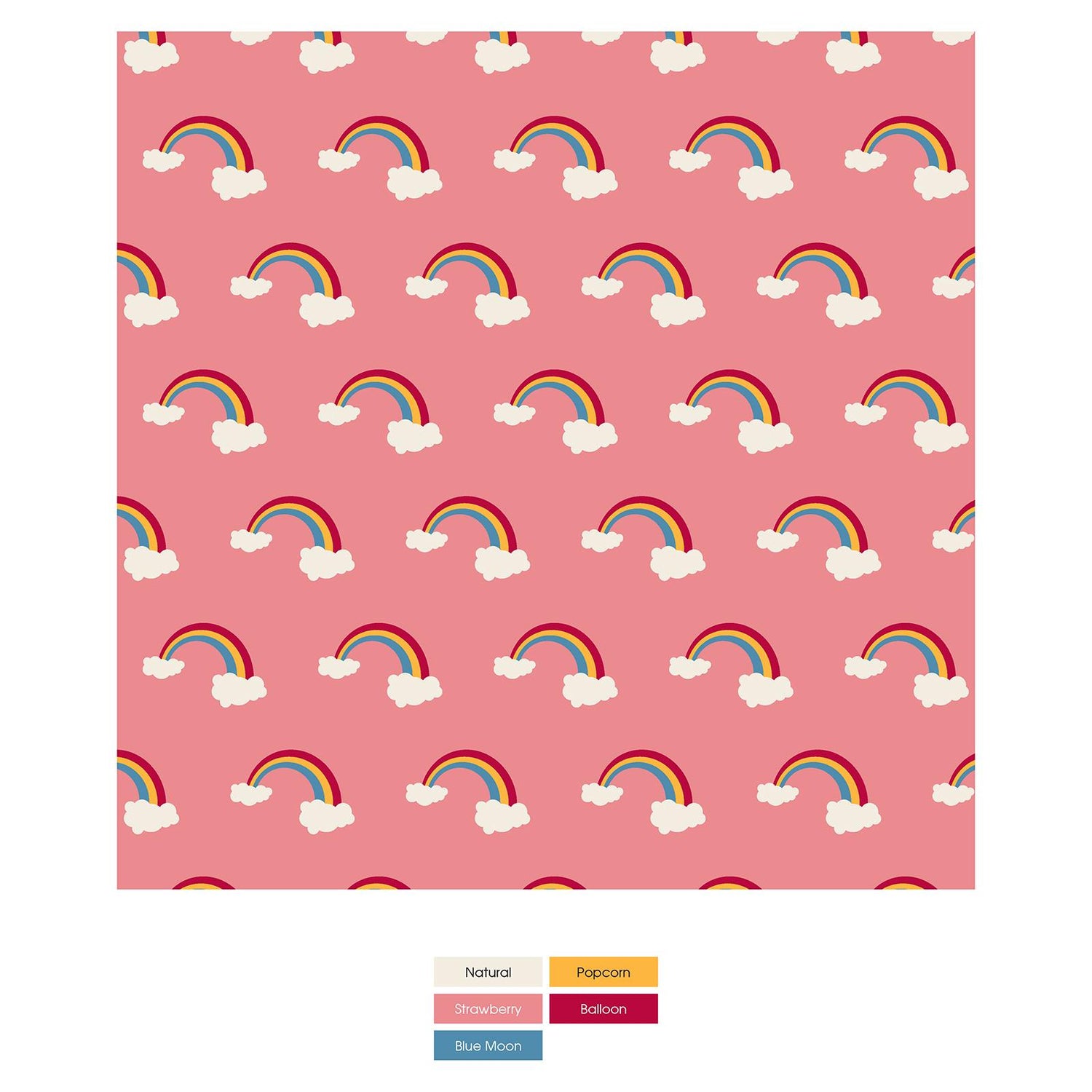 Print Short Sleeve Pajama Set in Strawberry Rainbows