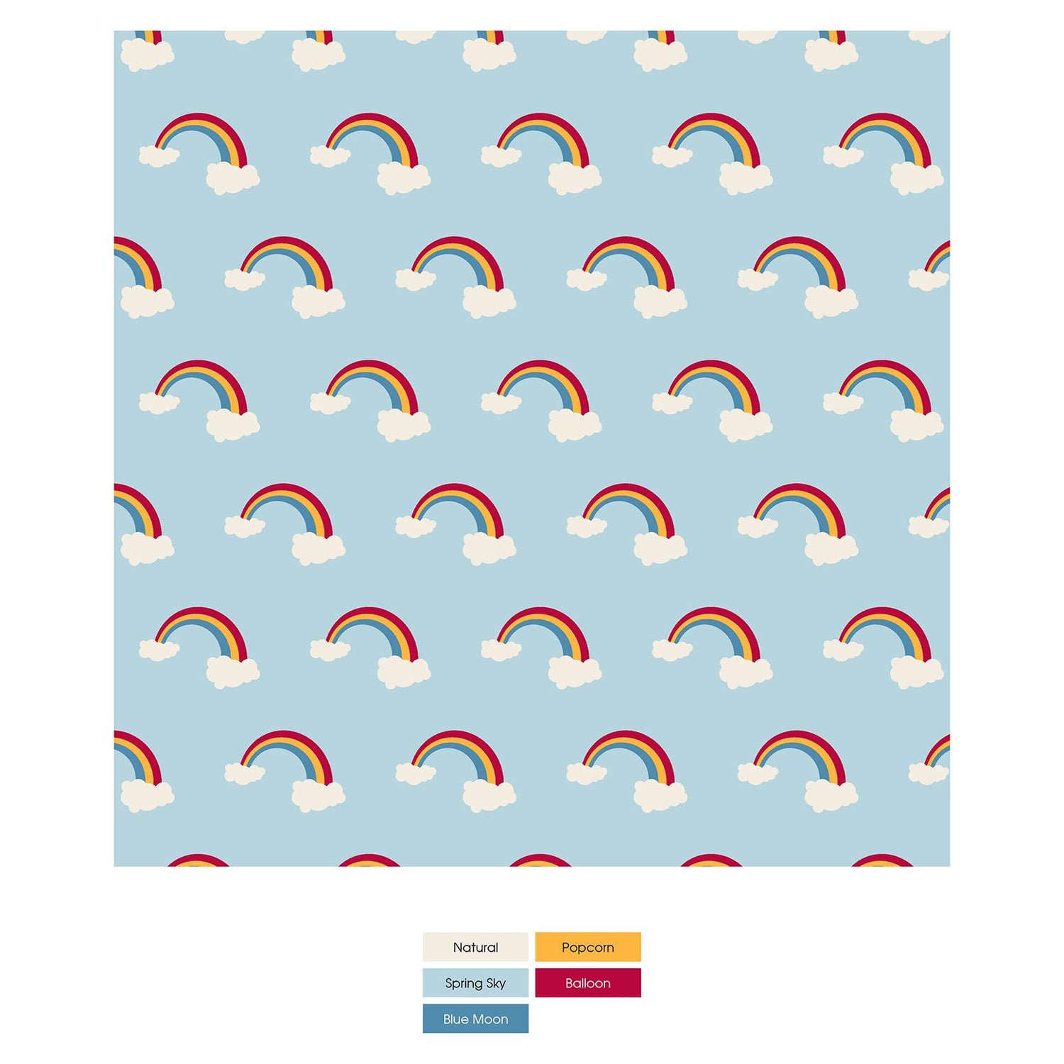 Print Short Sleeve Pajama Set in Spring Sky Rainbows