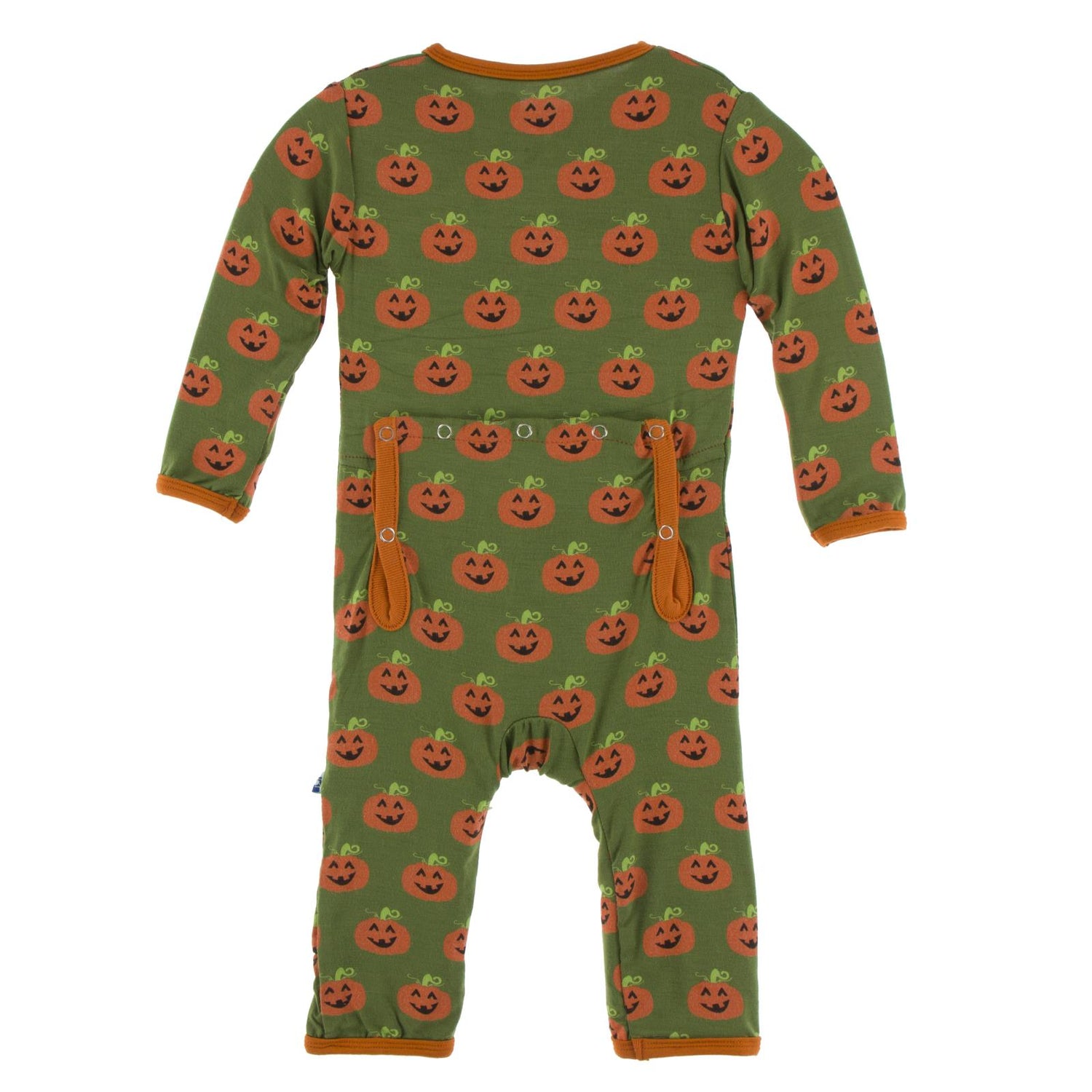 Print Coverall with Zipper in Moss Jack O'Lantern