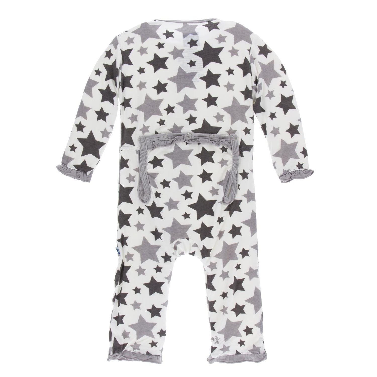 Print Classic Ruffle Coverall with Zipper in Feather/Rain Stars