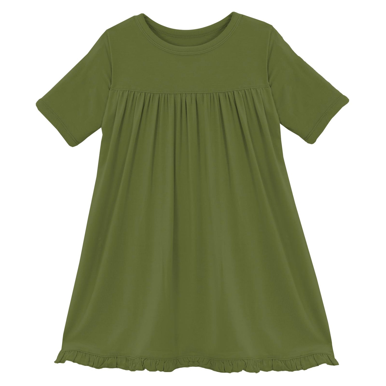 Classic Short Sleeve Swing Dress in Moss