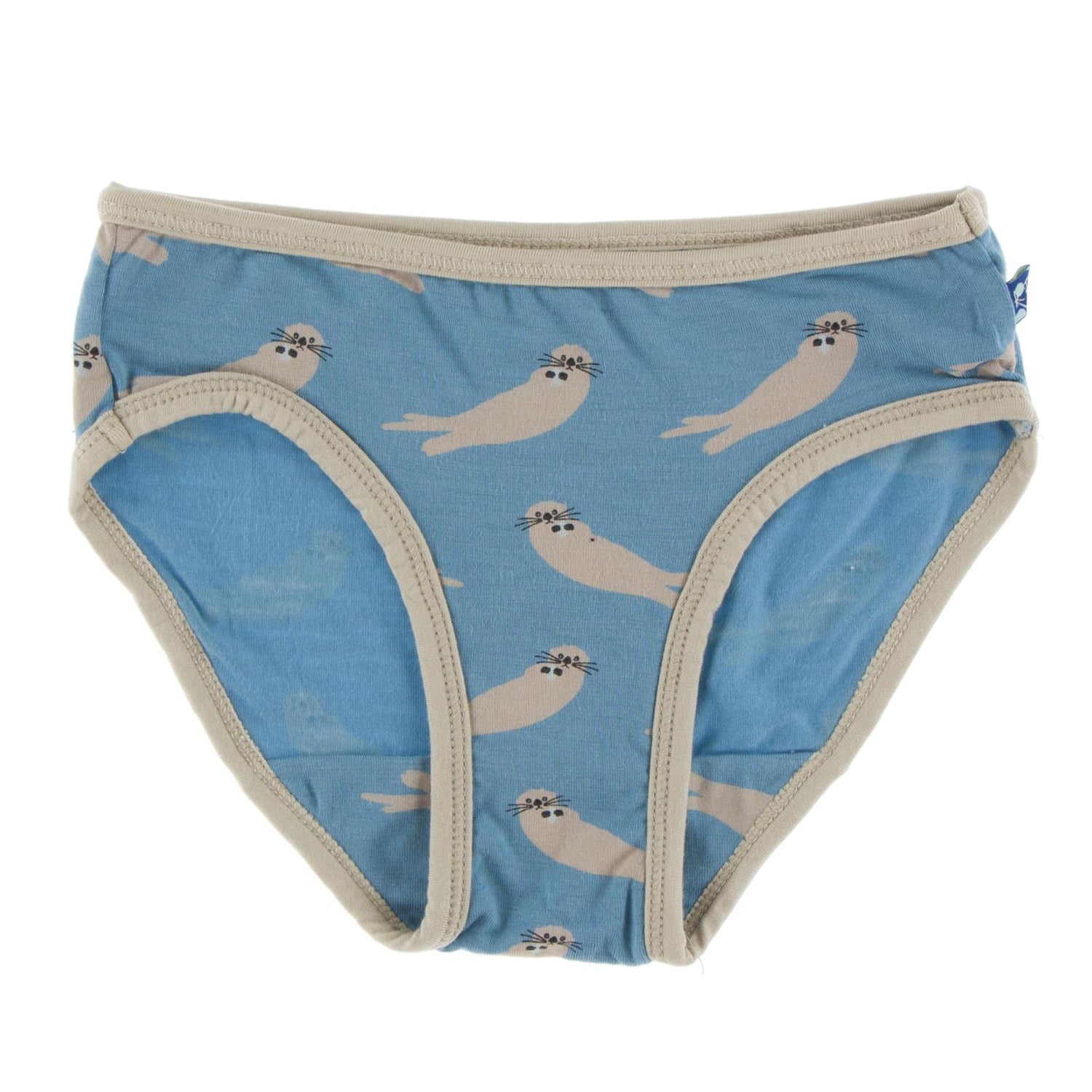 Print Underwear in Blue Moon Sea Otters with Burlap Trim