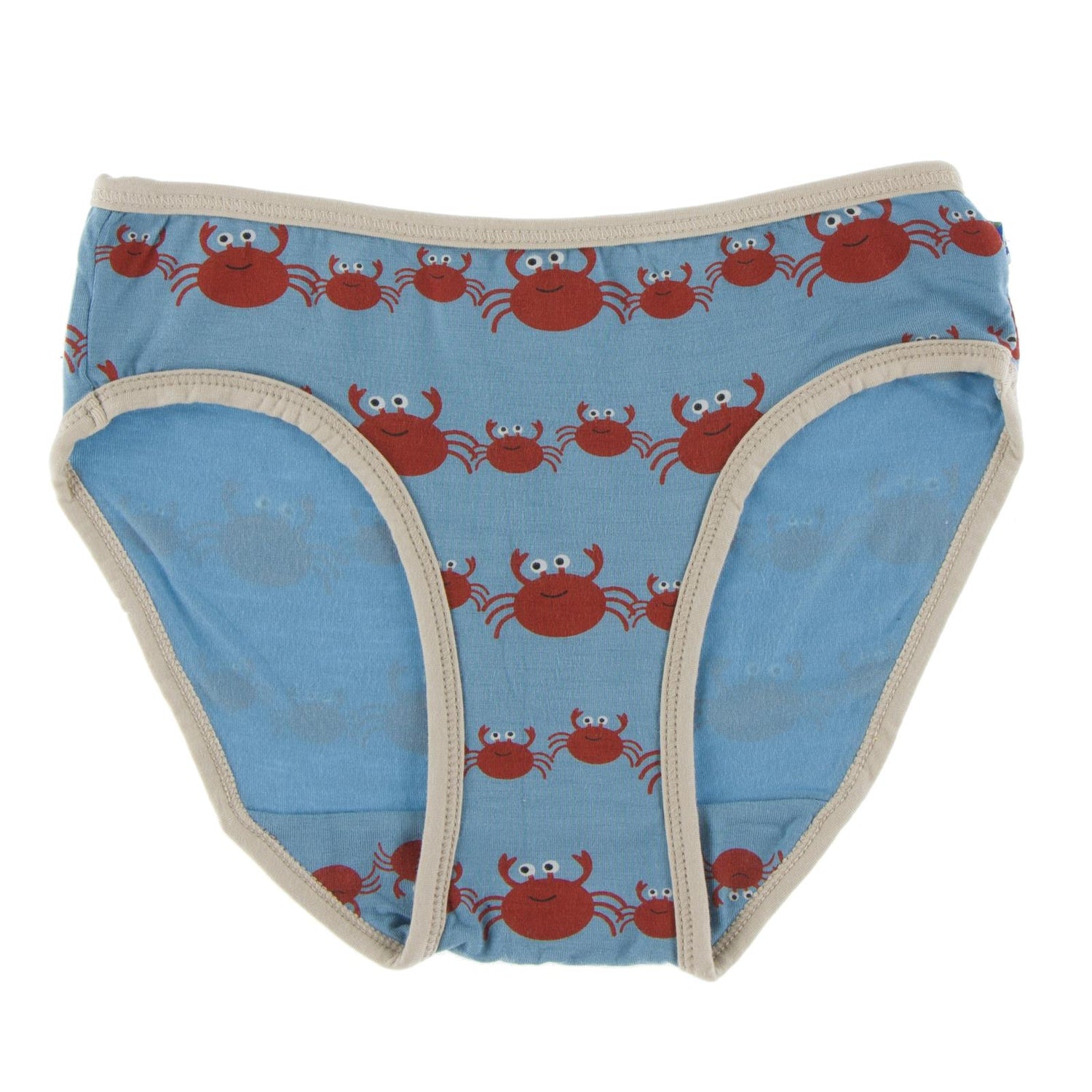 Print Underwear in Blue Moon Crab Family with Burlap Trim