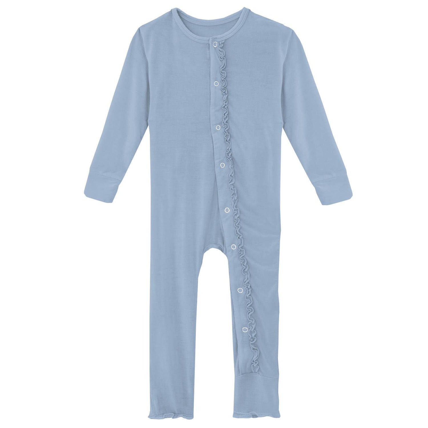 Muffin Ruffle Coverall with Snaps in Pond