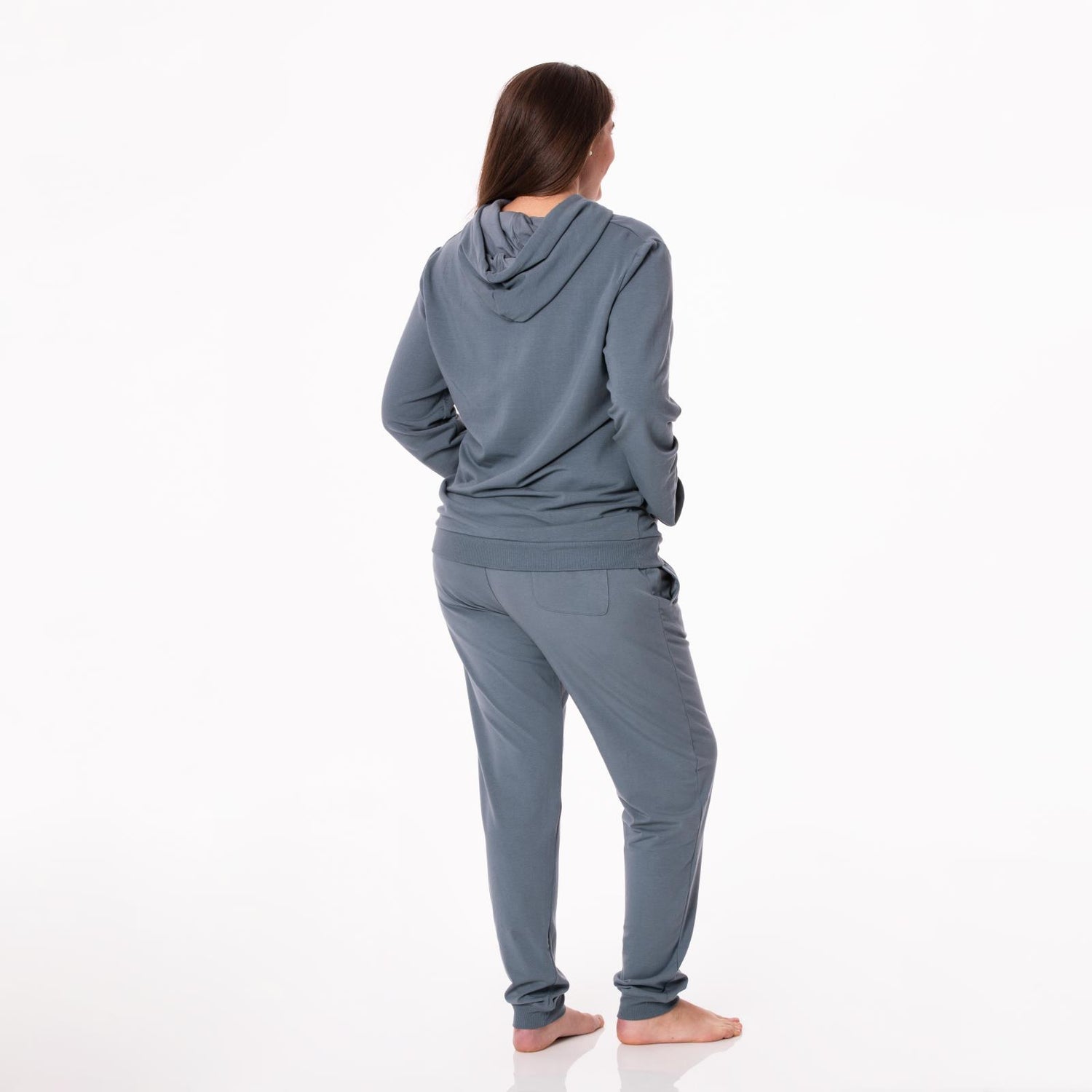 Women's Solid Fleece Tapered Sweatpants in Slate