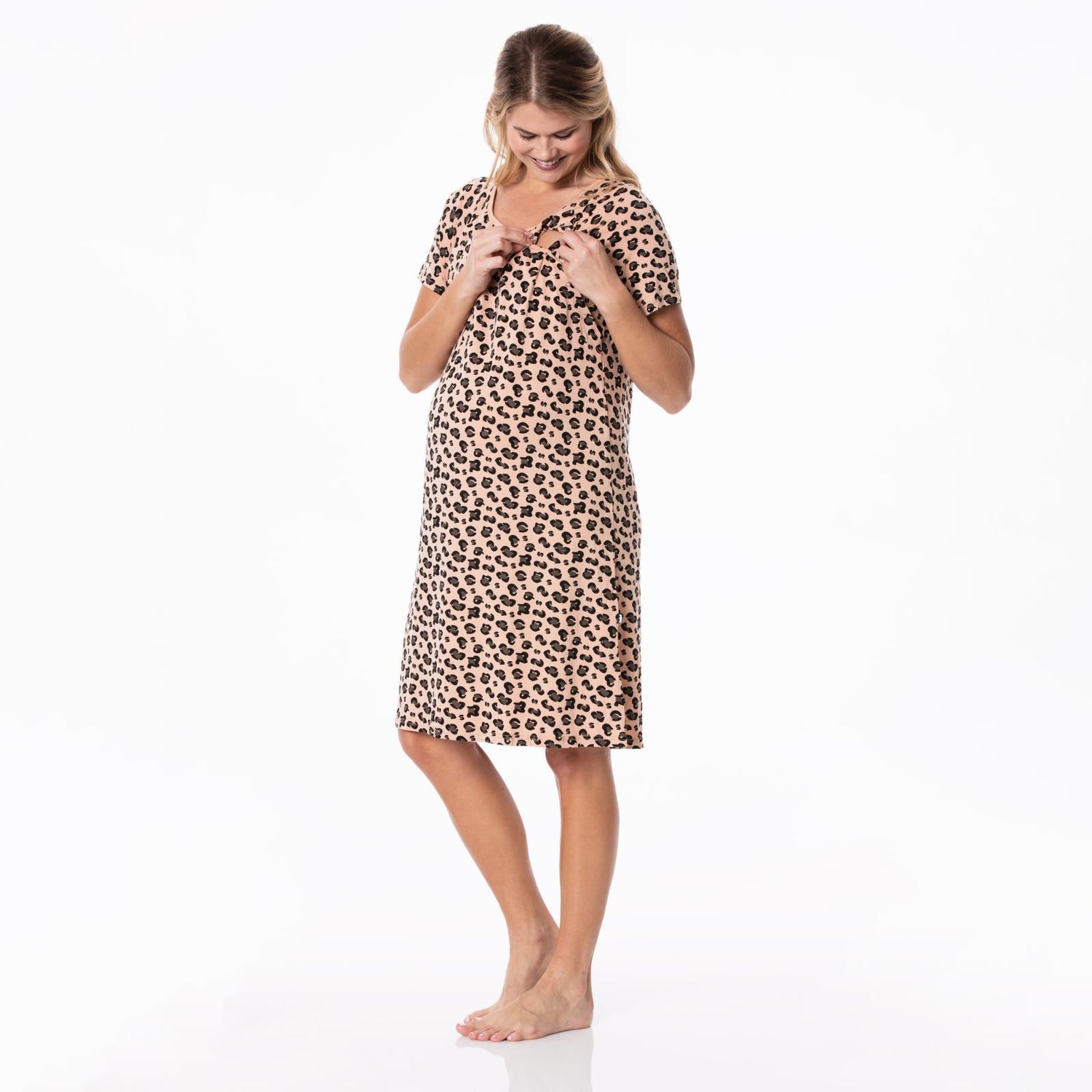 Women's Print Hospital Gown in Suede Cheetah Print