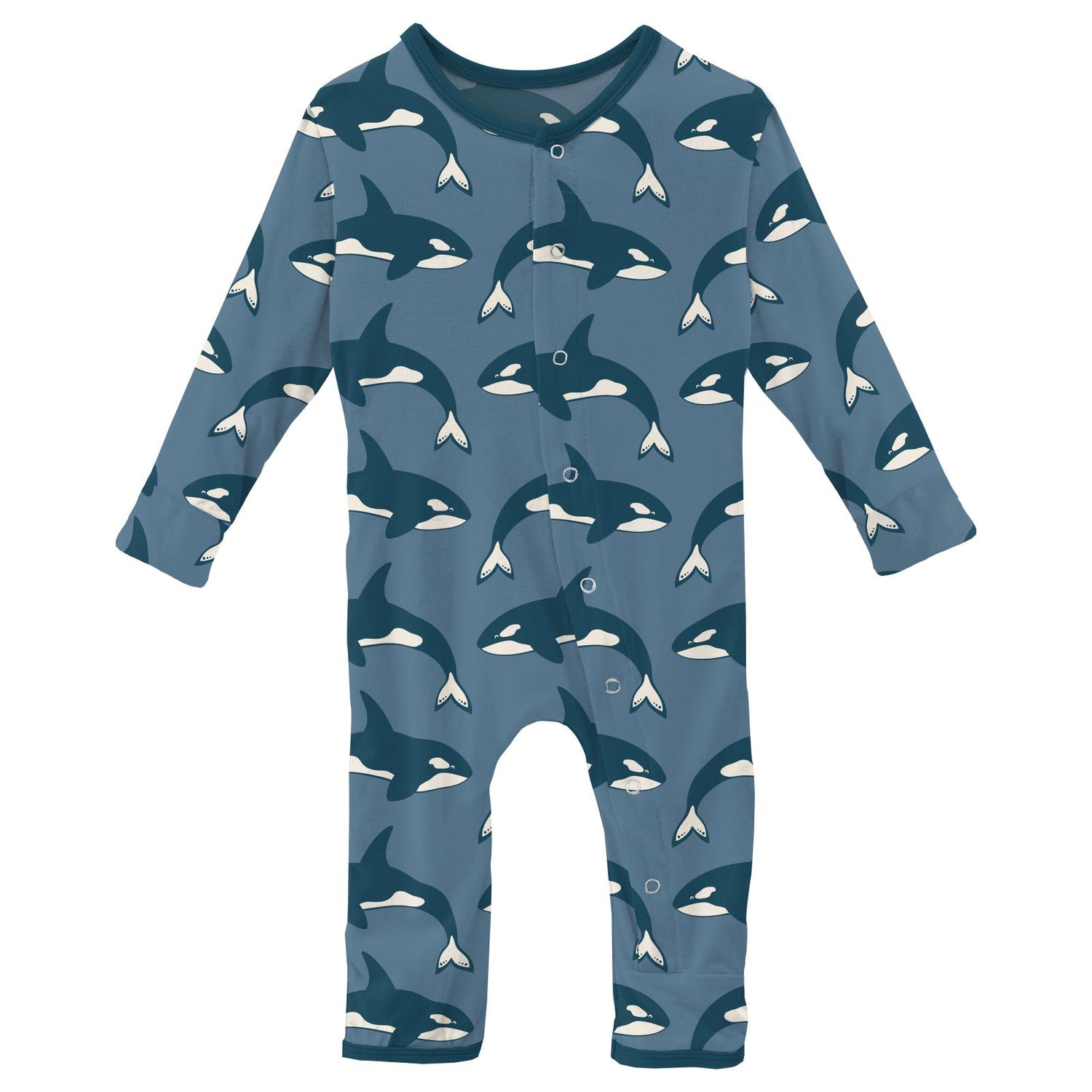 Print Coverall with Snaps in Parisian Blue Orca