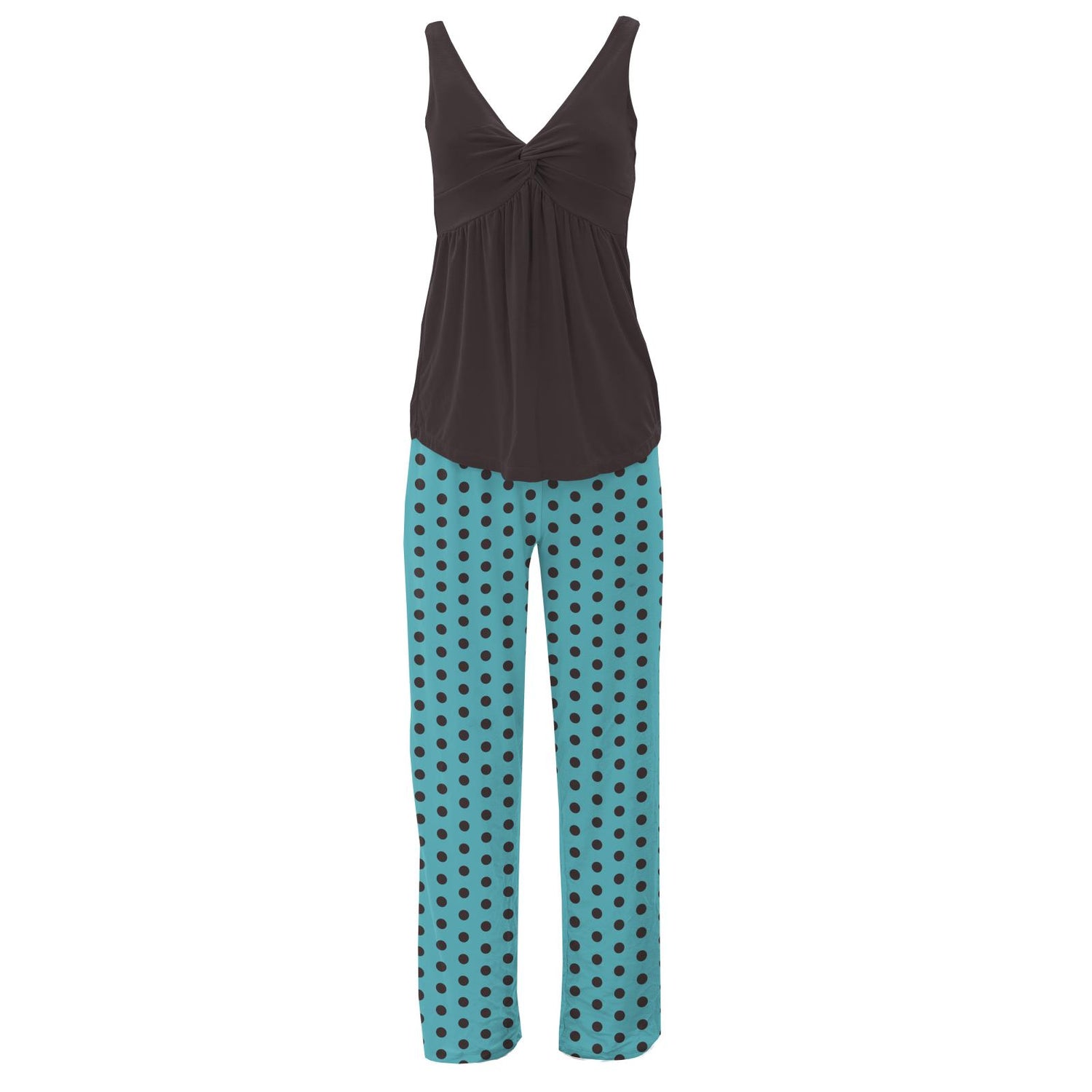 Women's Print Twist Tank and Pajama Pants Set in Glacier Polka Dots