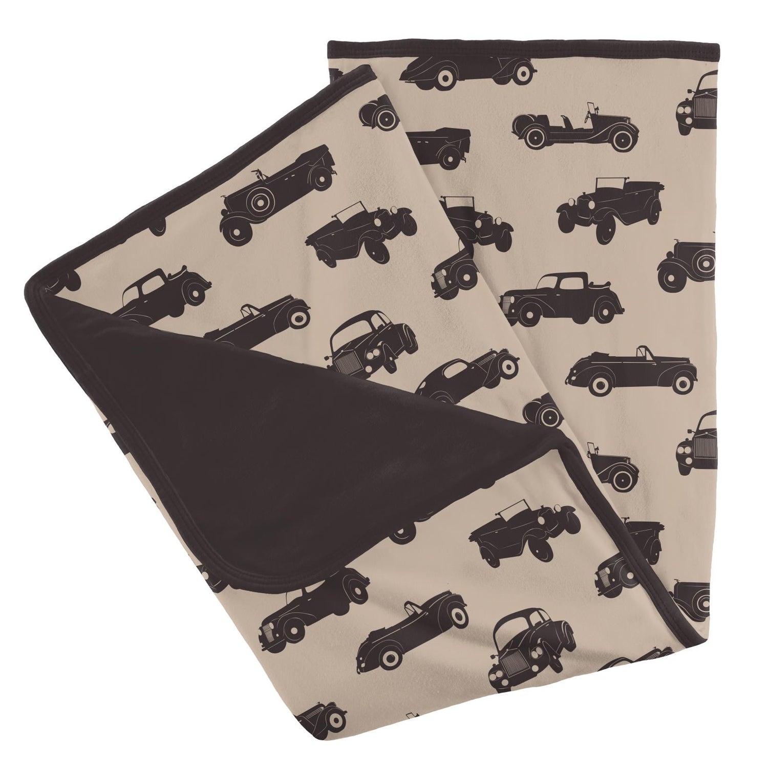 Print Stroller Blanket in Burlap Vintage Cars