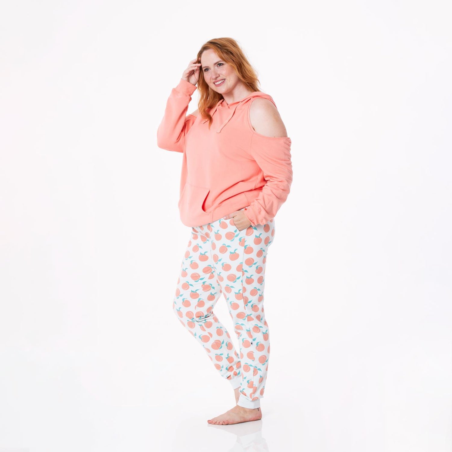 Women's Print Luxe Athletic Lounge Joggers in Fresh Air Peaches