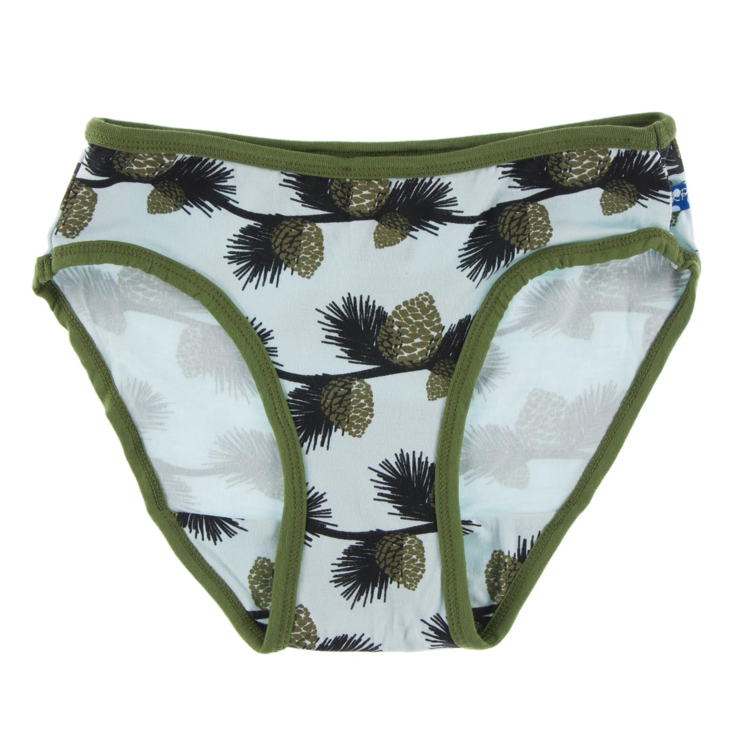 Print Underwear in Spring Sky Pine Cones with Moss Trim