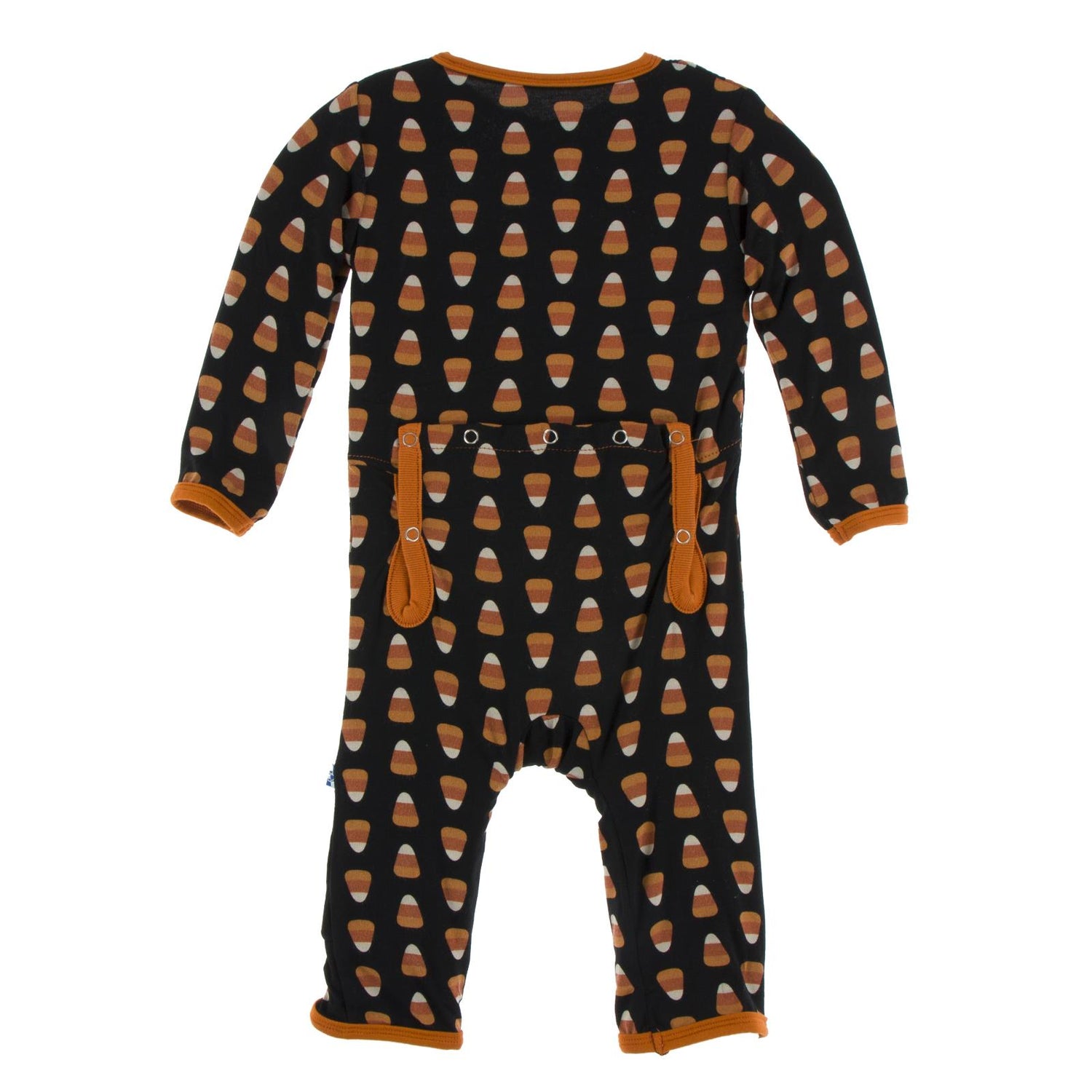 Print Coverall with Snaps in Midnight Candy Corn