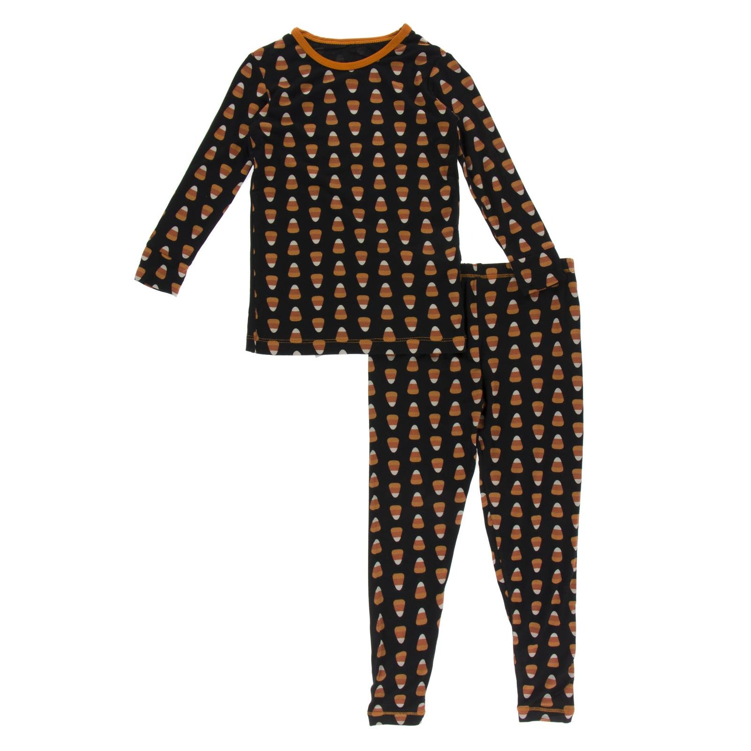 Print Long Sleeve Pajama Set in Midnight Candy Corn