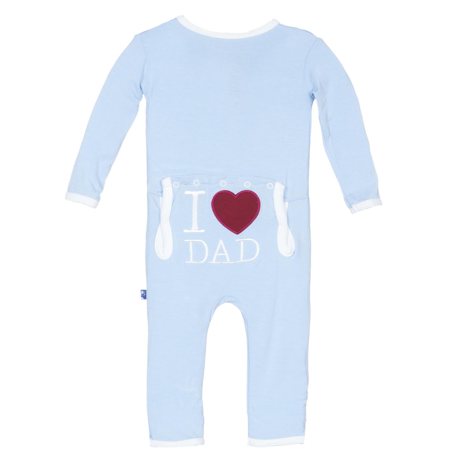 Applique Coverall with Zipper in Pond I Love Dad