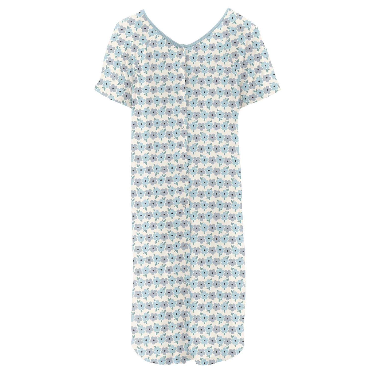 Women's Print Hospital Gown in Natural Hydrangea