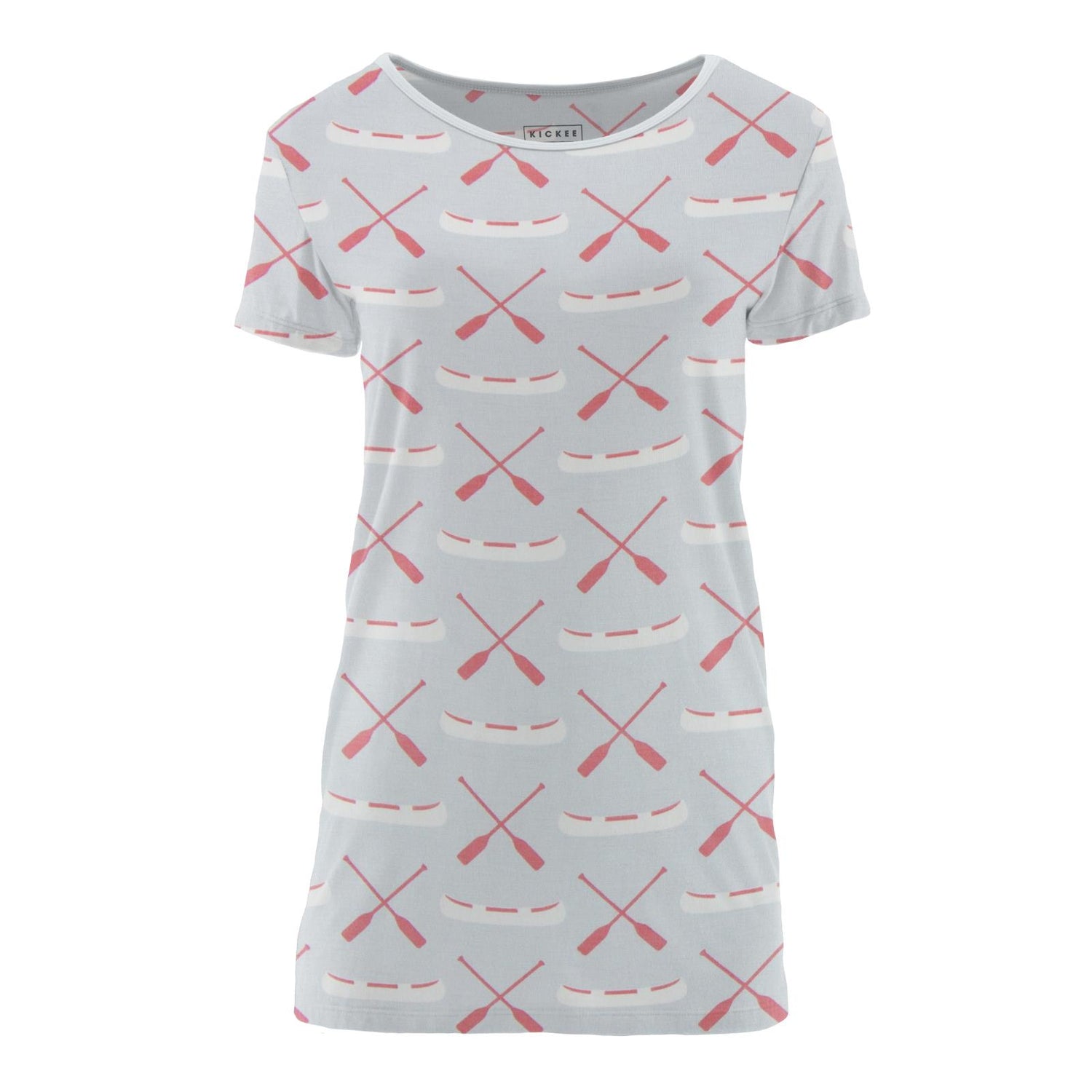 Women's Print Short Sleeve Loosey Goosey Tee in Dew Paddles and Canoe