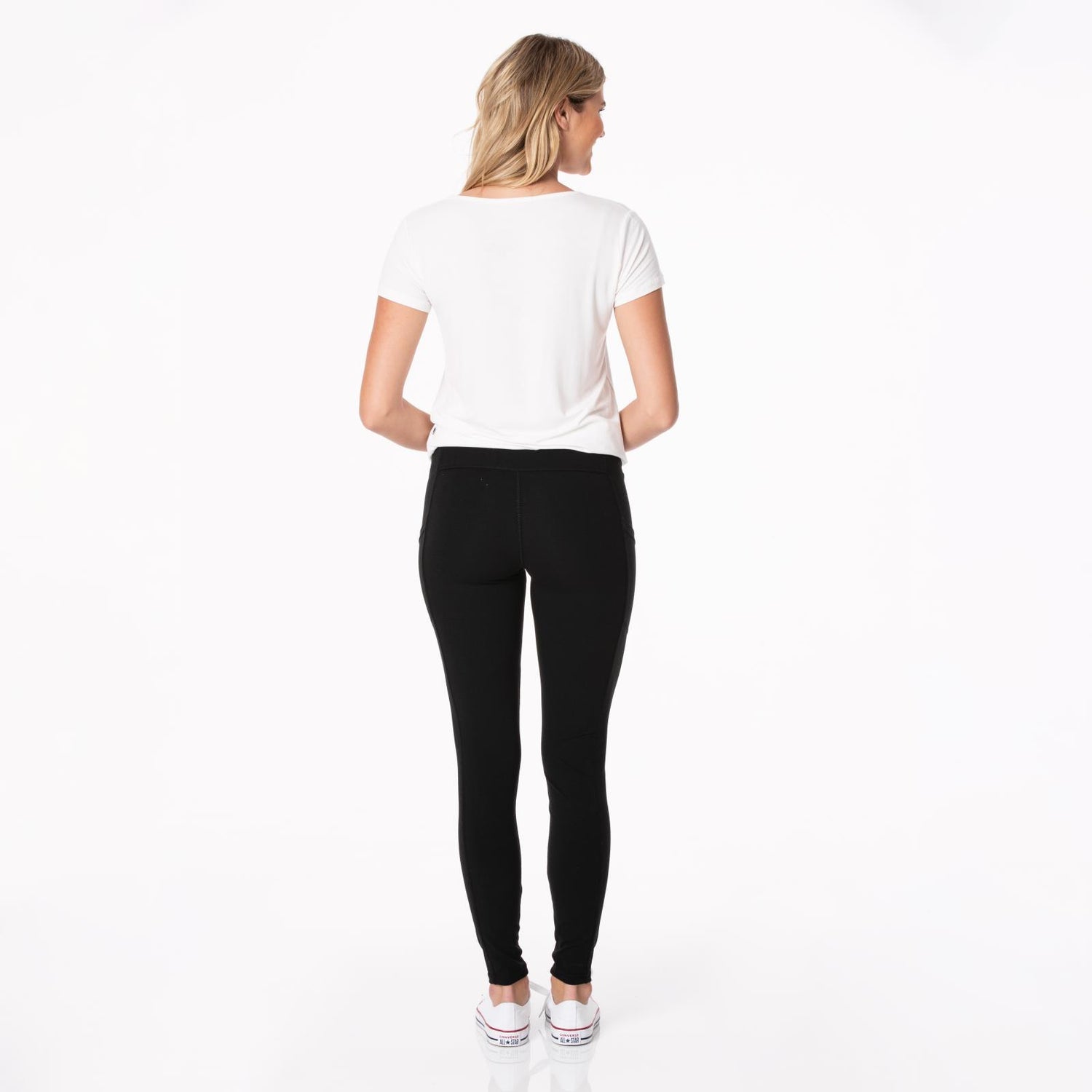 Women's Solid Luxe Stretch Leggings with Pockets in Midnight