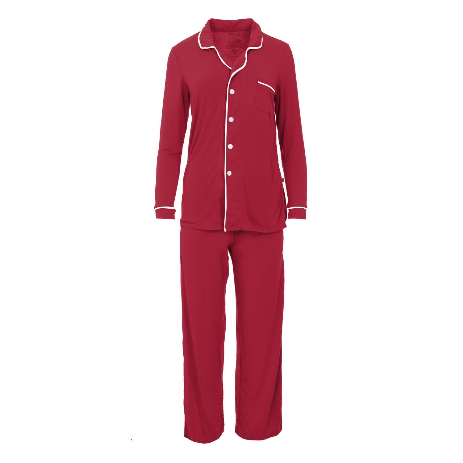 Collared Pajama Set in Crimson with Natural