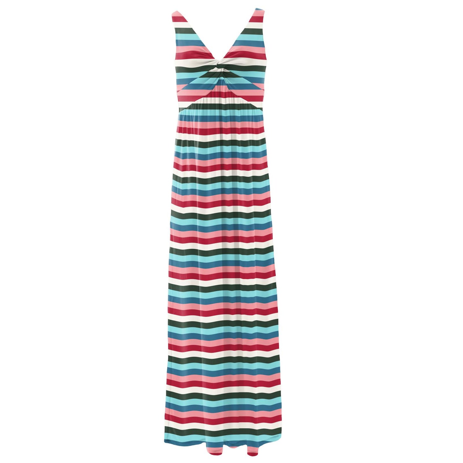 Women's Print Simple Twist Nightgown in Snowball Multi Stripe