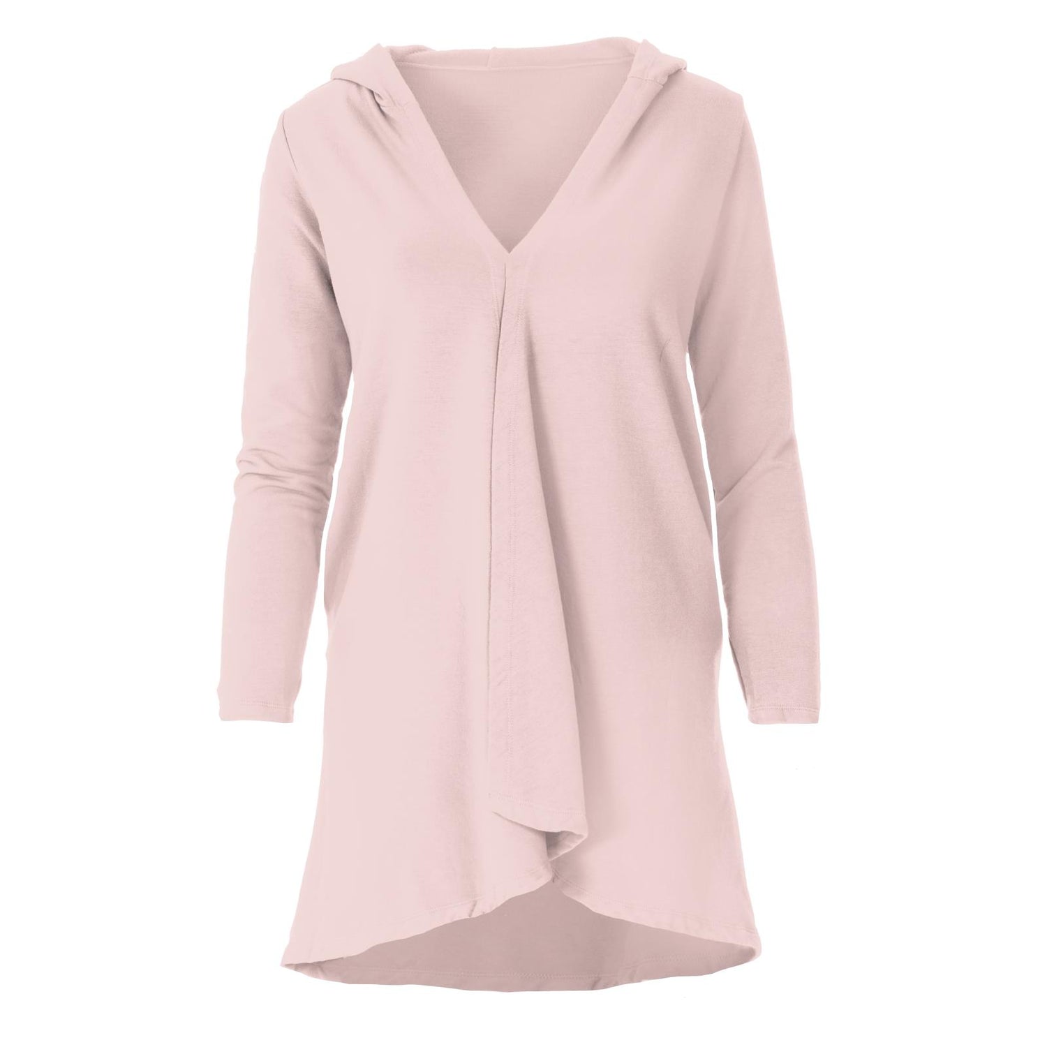 Women's Fleece Hooded Cardigan with Pockets in Baby Rose