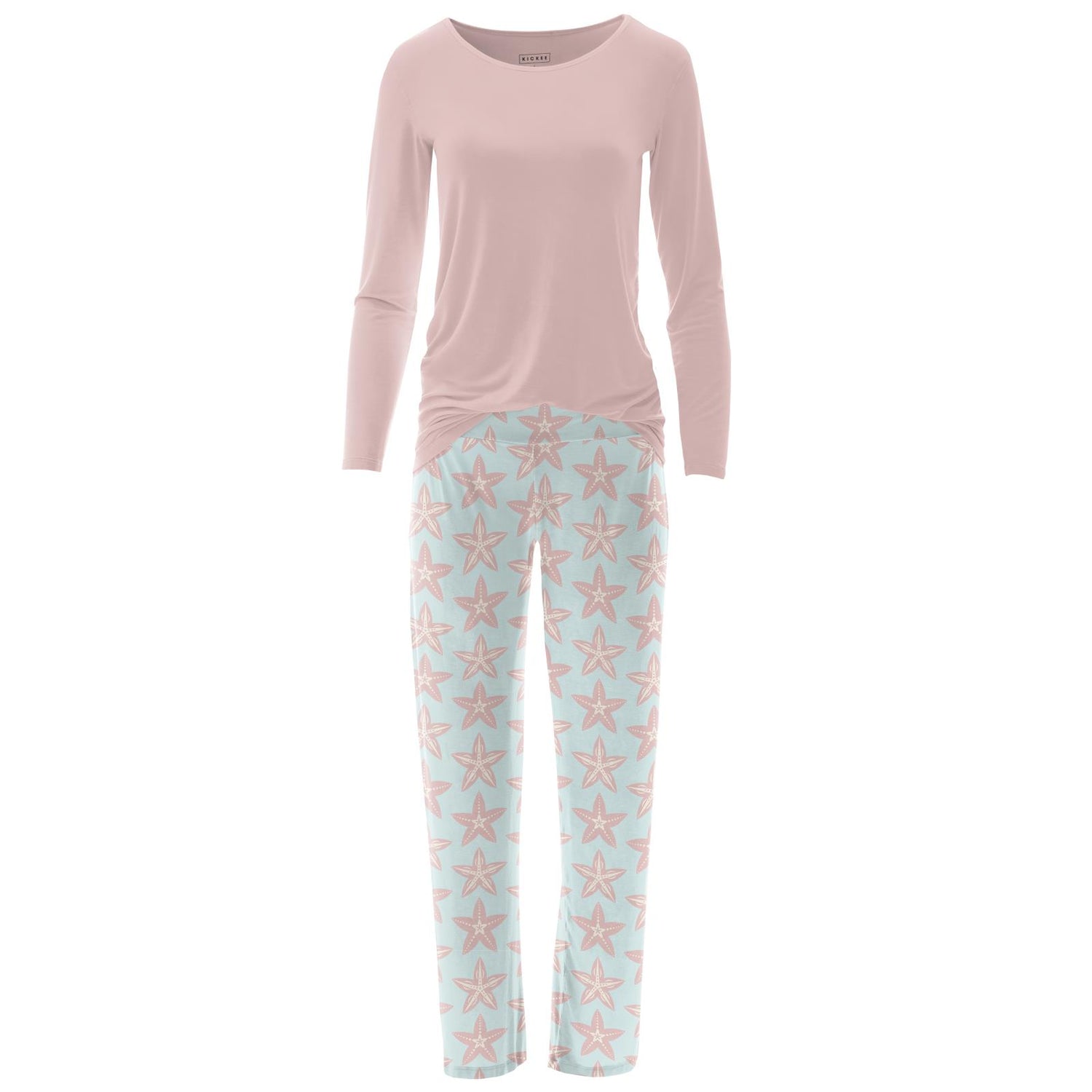 Women's Long Sleeve Loosey Goosey Tee & Pajama Pants Set in Fresh Air Fancy Starfish