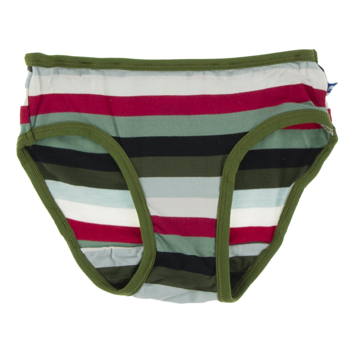 Print Underwear in Christmas Multi Stripe with Moss Trim