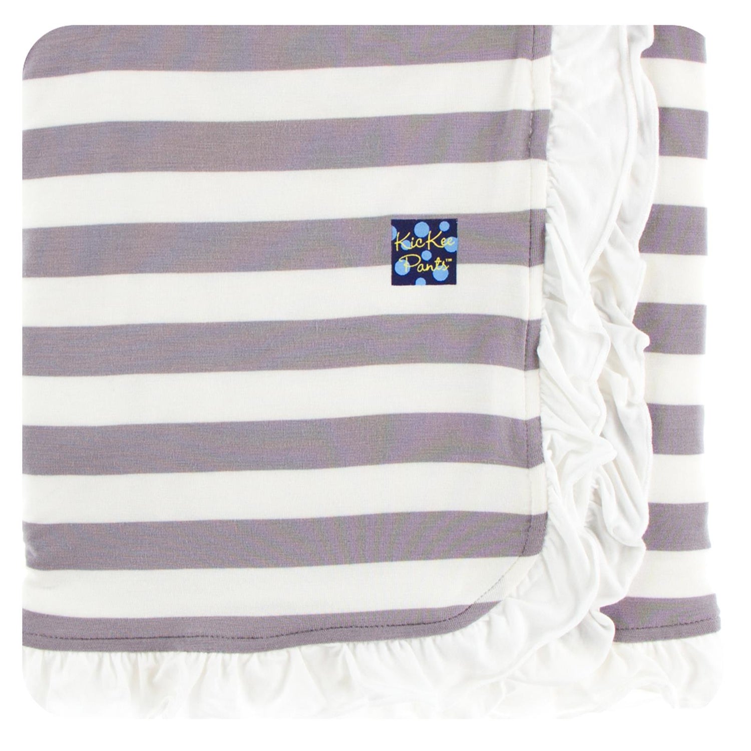 Print Ruffle Stroller Blanket in Feather Contrast Stripe