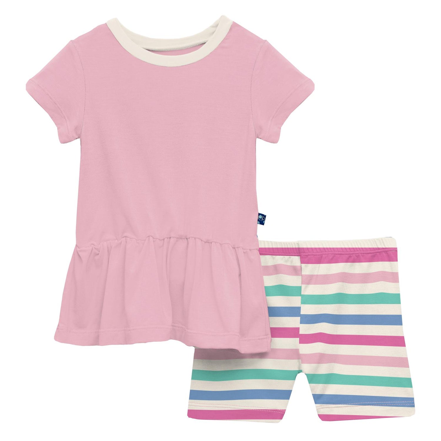 Print Short Sleeve Playtime Outfit Set in Skip To My Lou Stripe