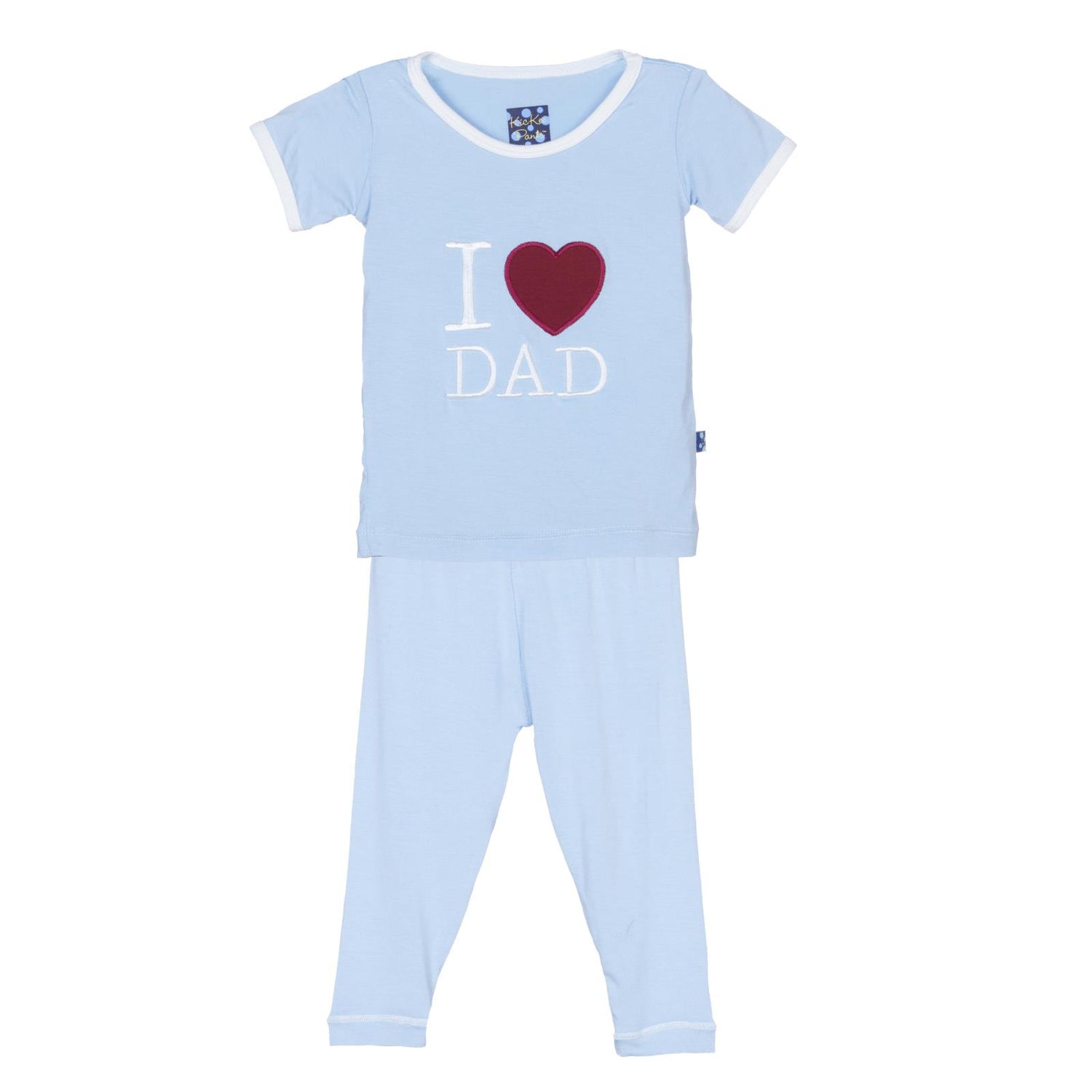 Short Sleeve Applique Pajama Set in Pond I Love Dad