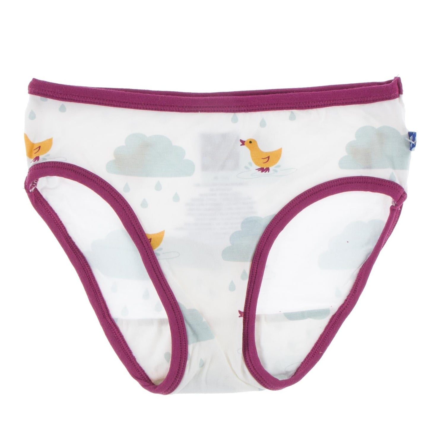 Print Underwear in Natural Puddle Duck with Berry Trim