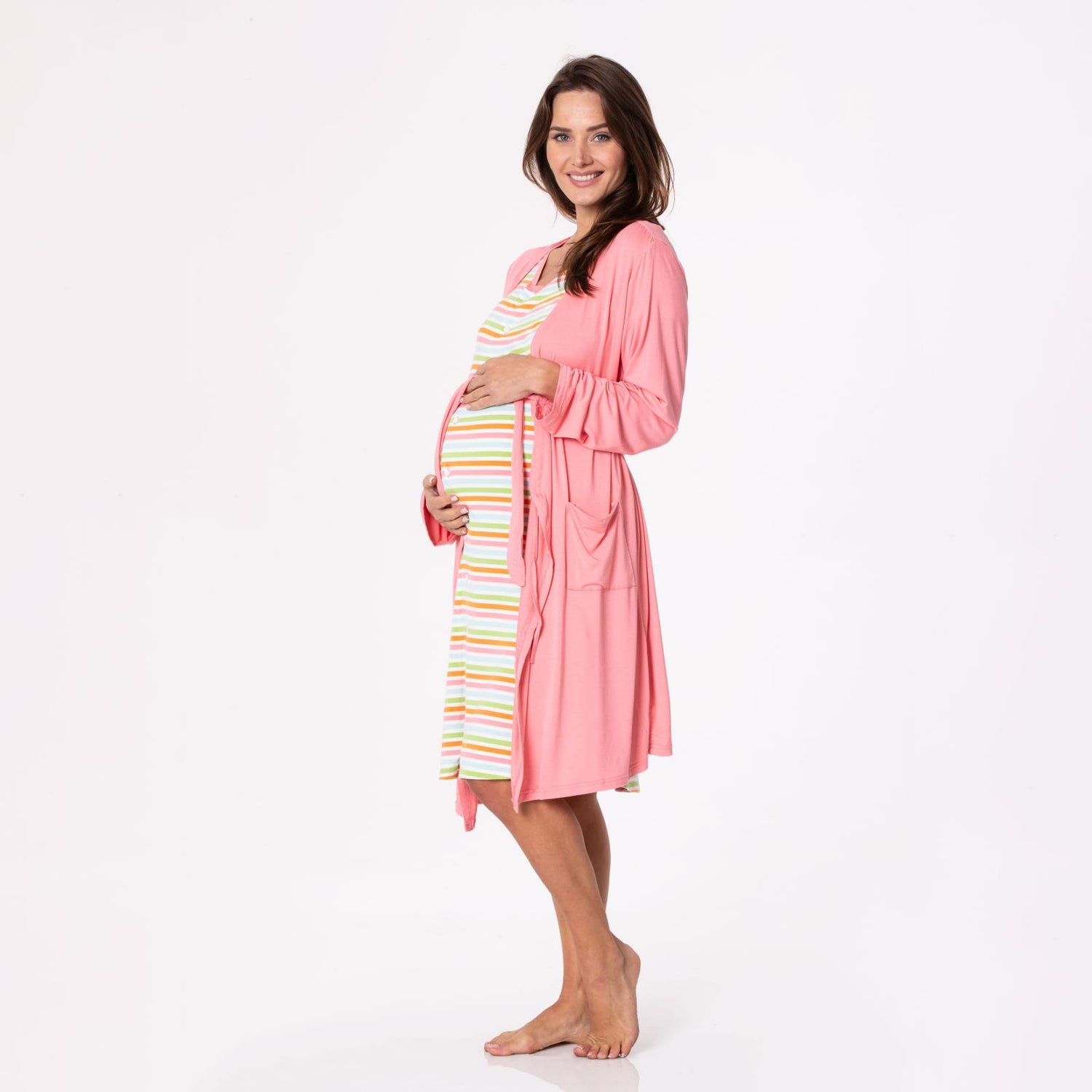 Mid Length Lounge Robe in Strawberry