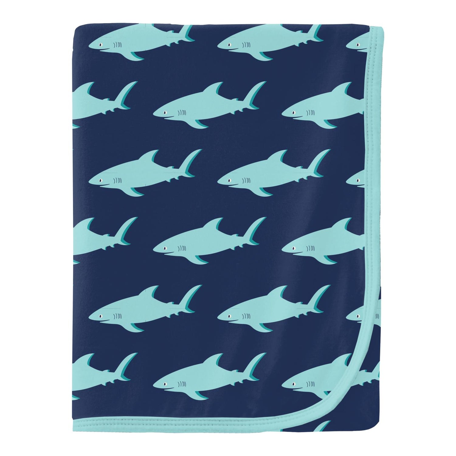 Print Swaddling Blanket in Flag Blue Sharky