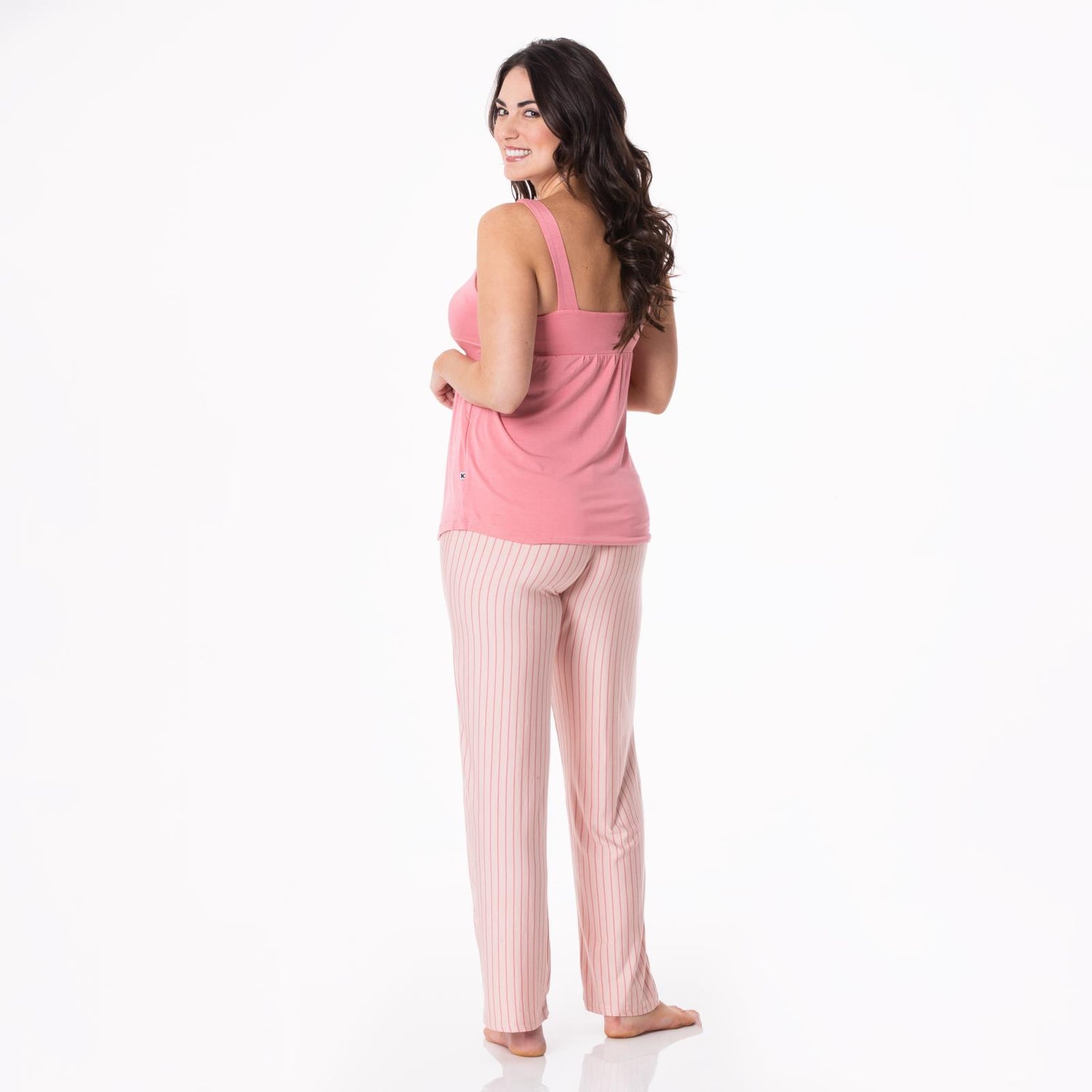 Women's Print Twist Tank and Pajama Pants Set in Pinstripe