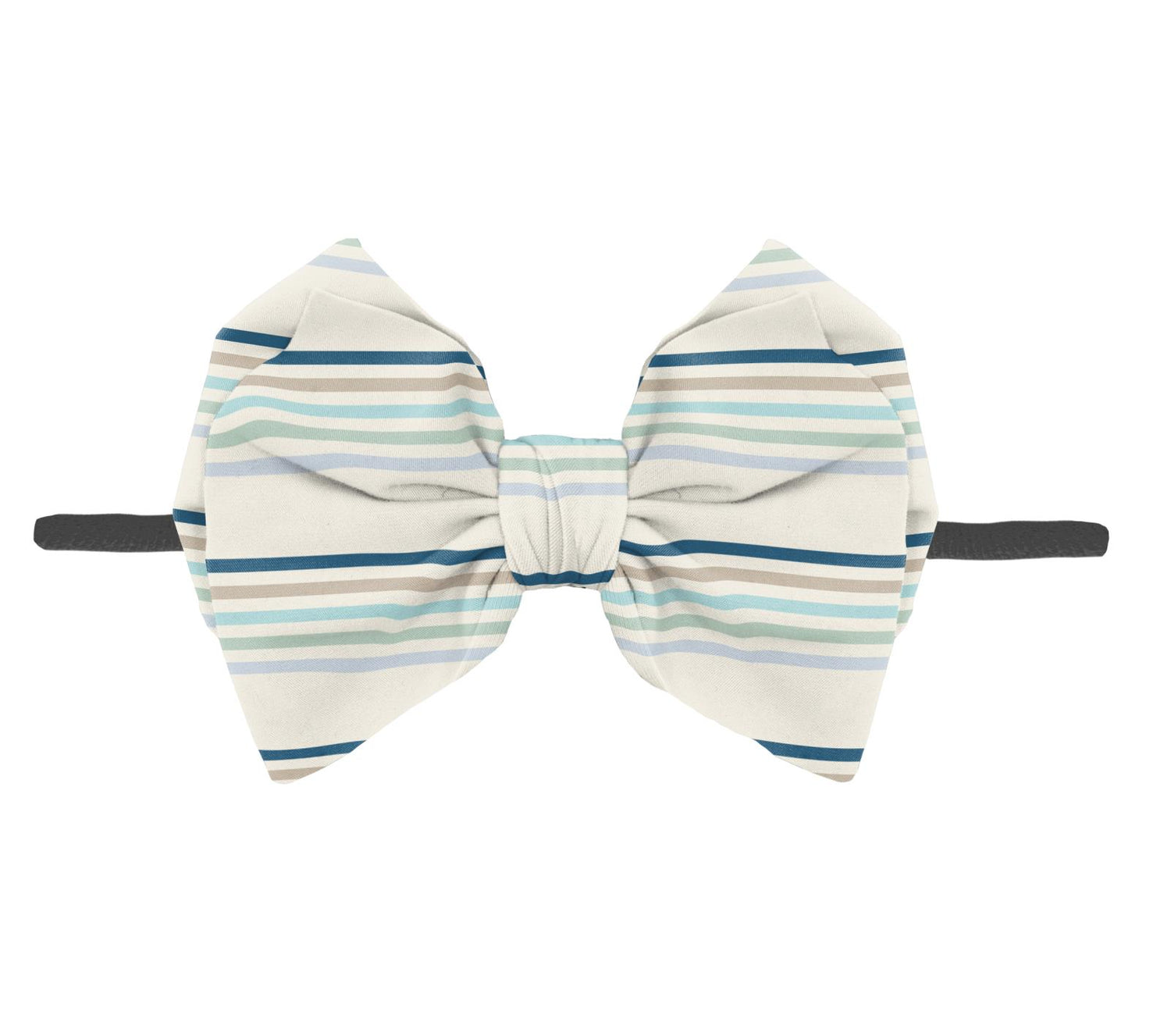 Print Luxe Skinny Bow with Black Headband in Culinary Arts Stripe