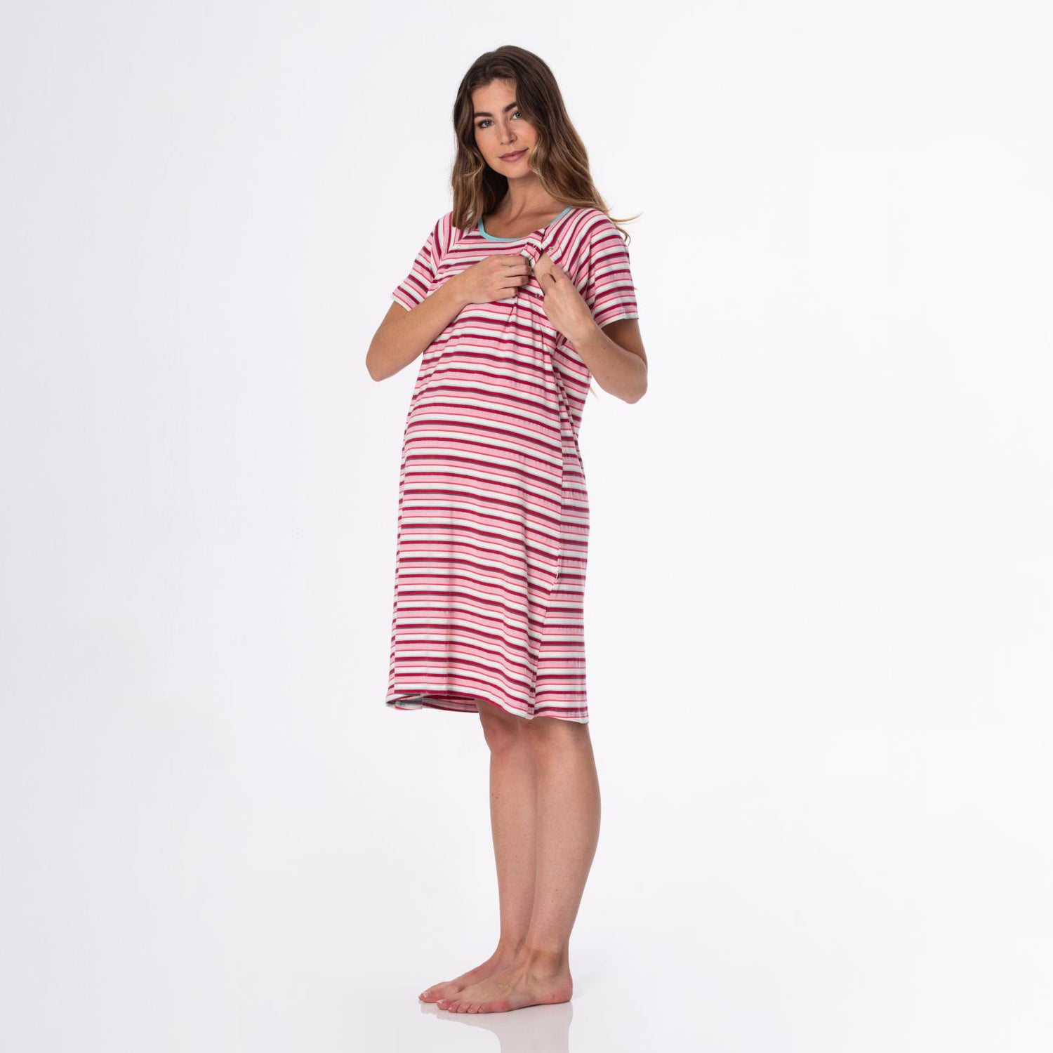 Women's Print Hospital Gown in Anniversary Bobsled Stripe