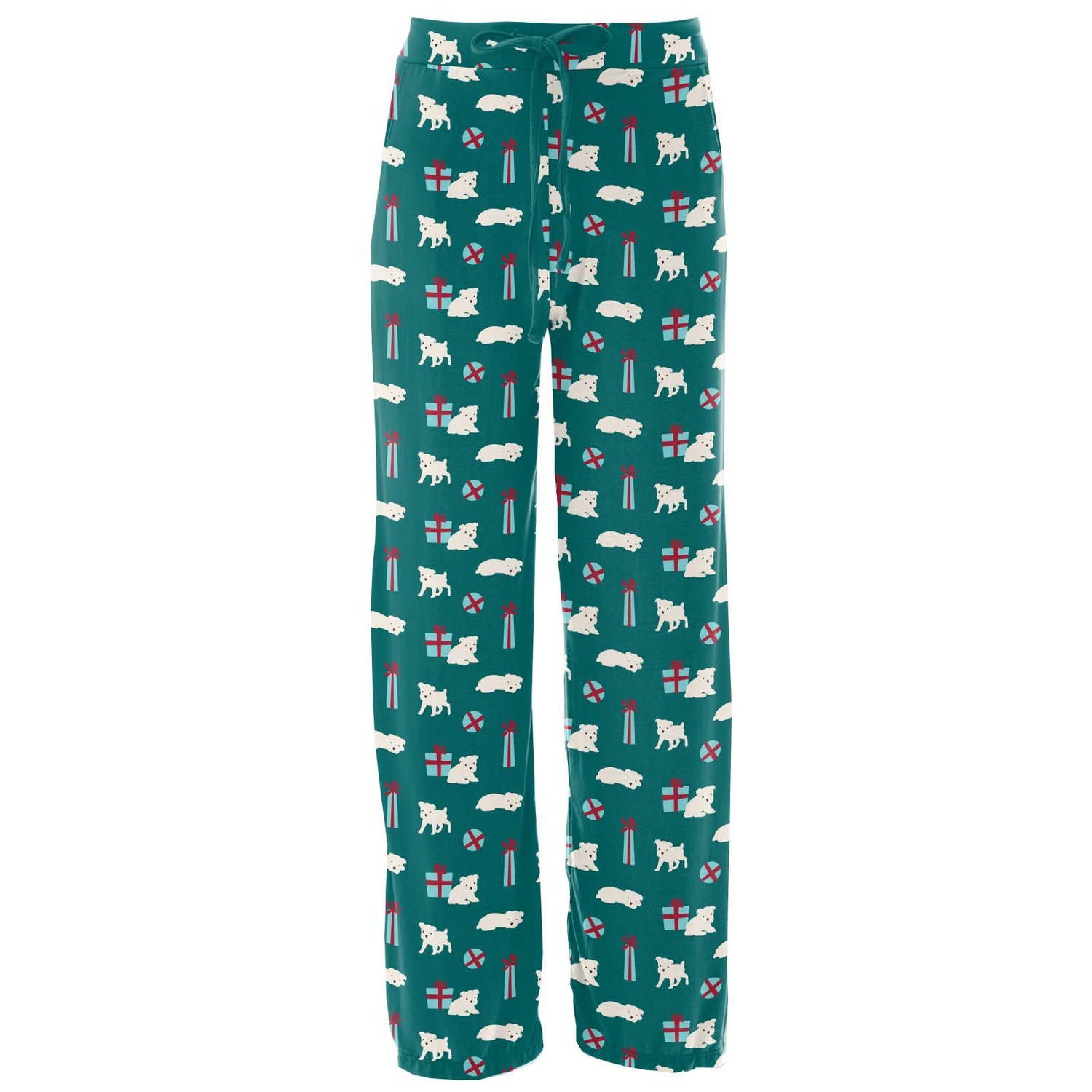 Women's Print Lounge Pants in Cedar Puppies and Presents