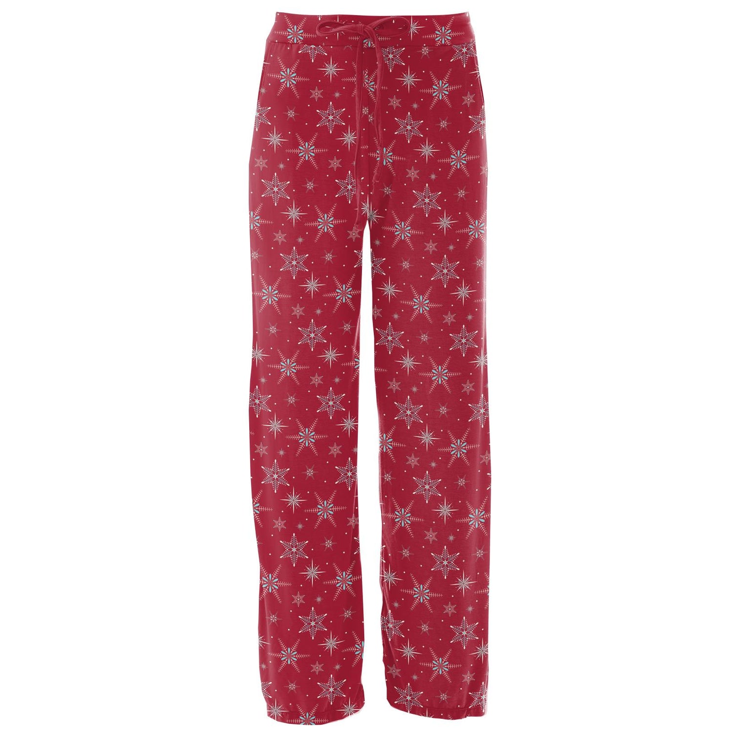 Women's Print Lounge Pants in Crimson Snowflakes