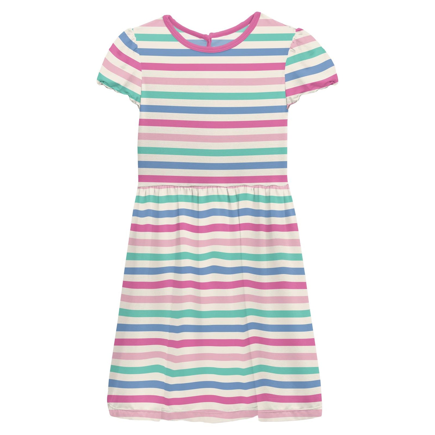 Print Flutter Sleeve Twirl Dress with Pockets in Skip To My Lou Stripe