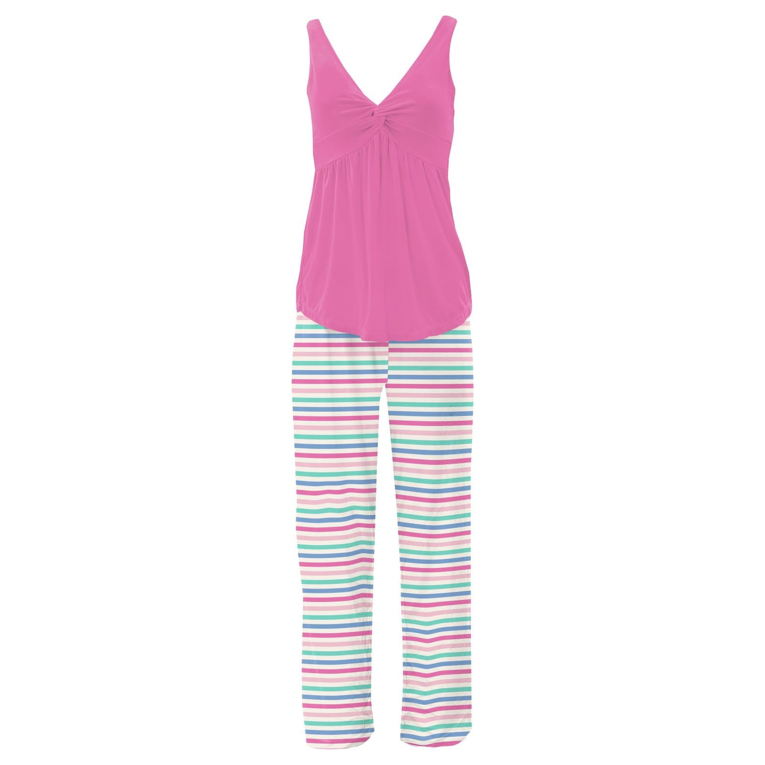 Women's Print Twist Tank and Pajama Pants Set in Skip To My Lou Stripe