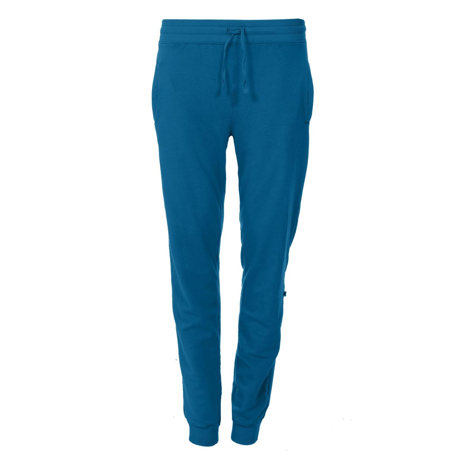 Women's Solid Fleece Tapered Sweatpants in Cerulean Blue