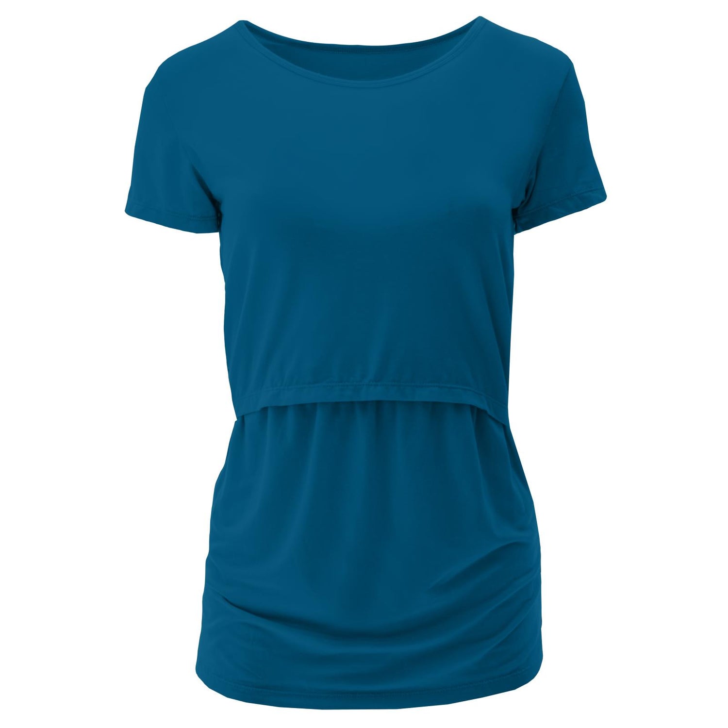 Women's Solid Short Sleeve Nursing Tee in Cerulean Blue