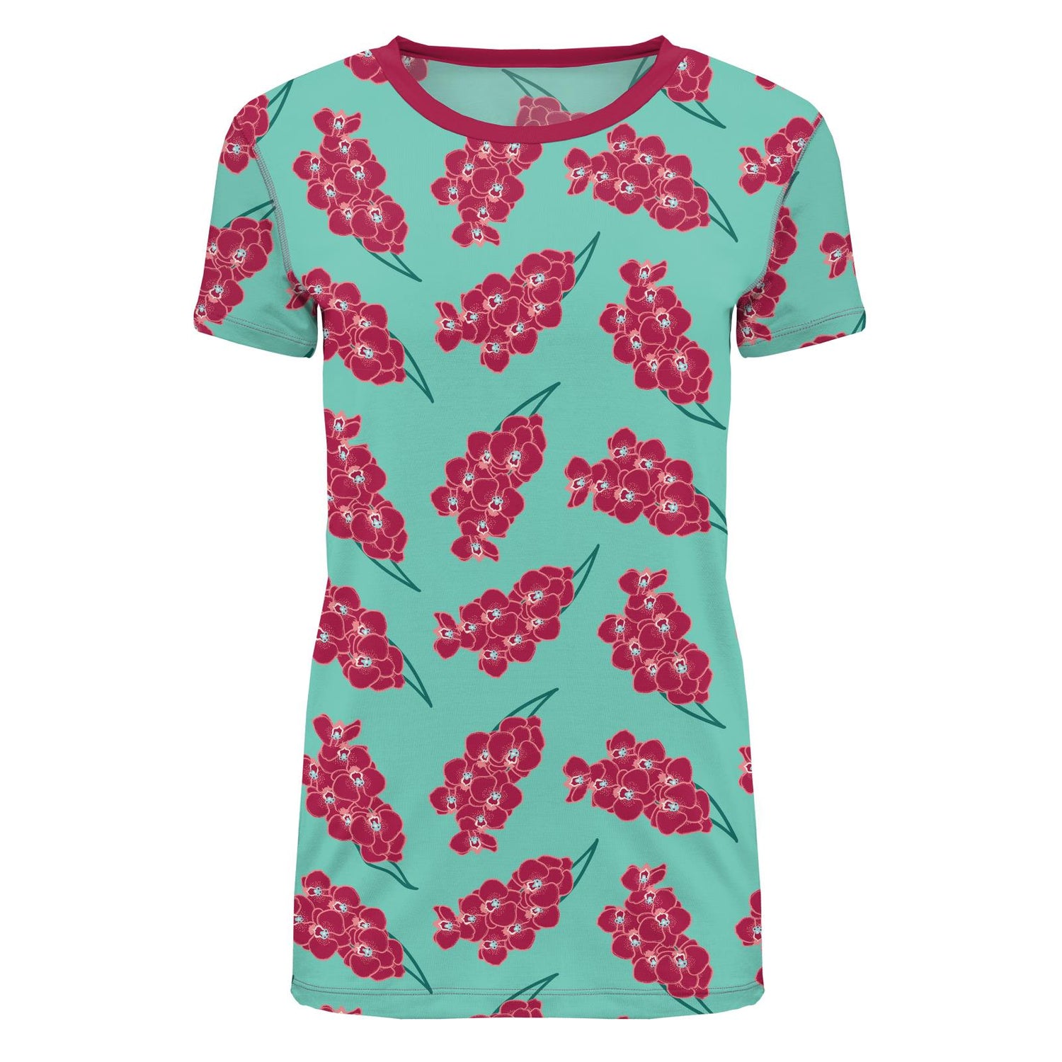 Women's Print Short Sleeve Relaxed Tee in Glass Orchids