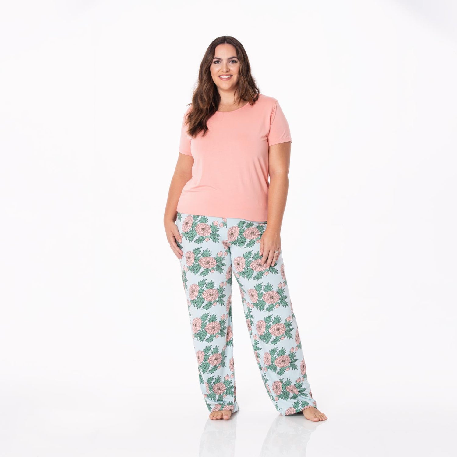 Women's Print Short Sleeve Relaxed Tee & Pajama Pants Set in Spring Sky Floral