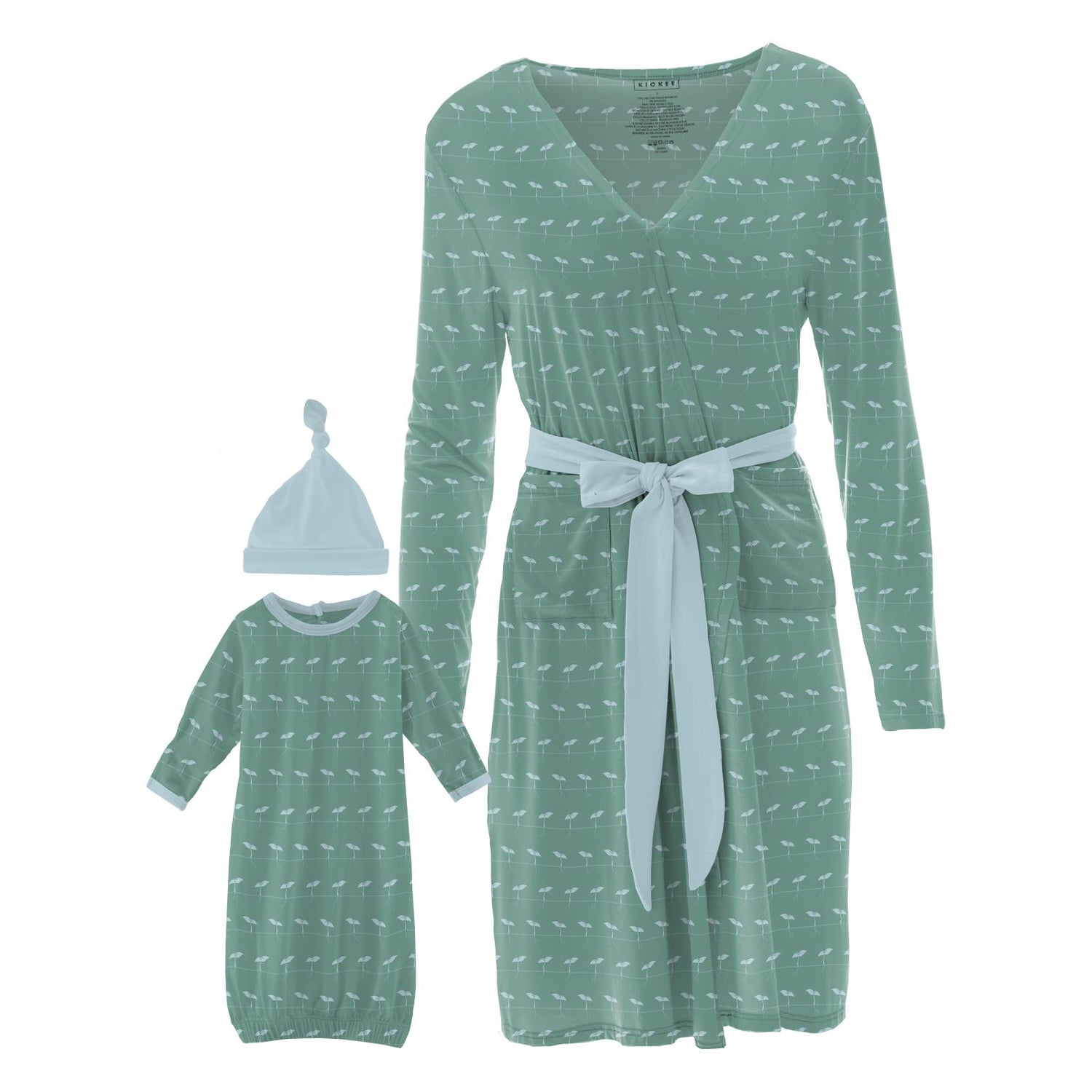 Women's Maternity/Nursing Robe & Layette Gown Set in Shore Sprouts