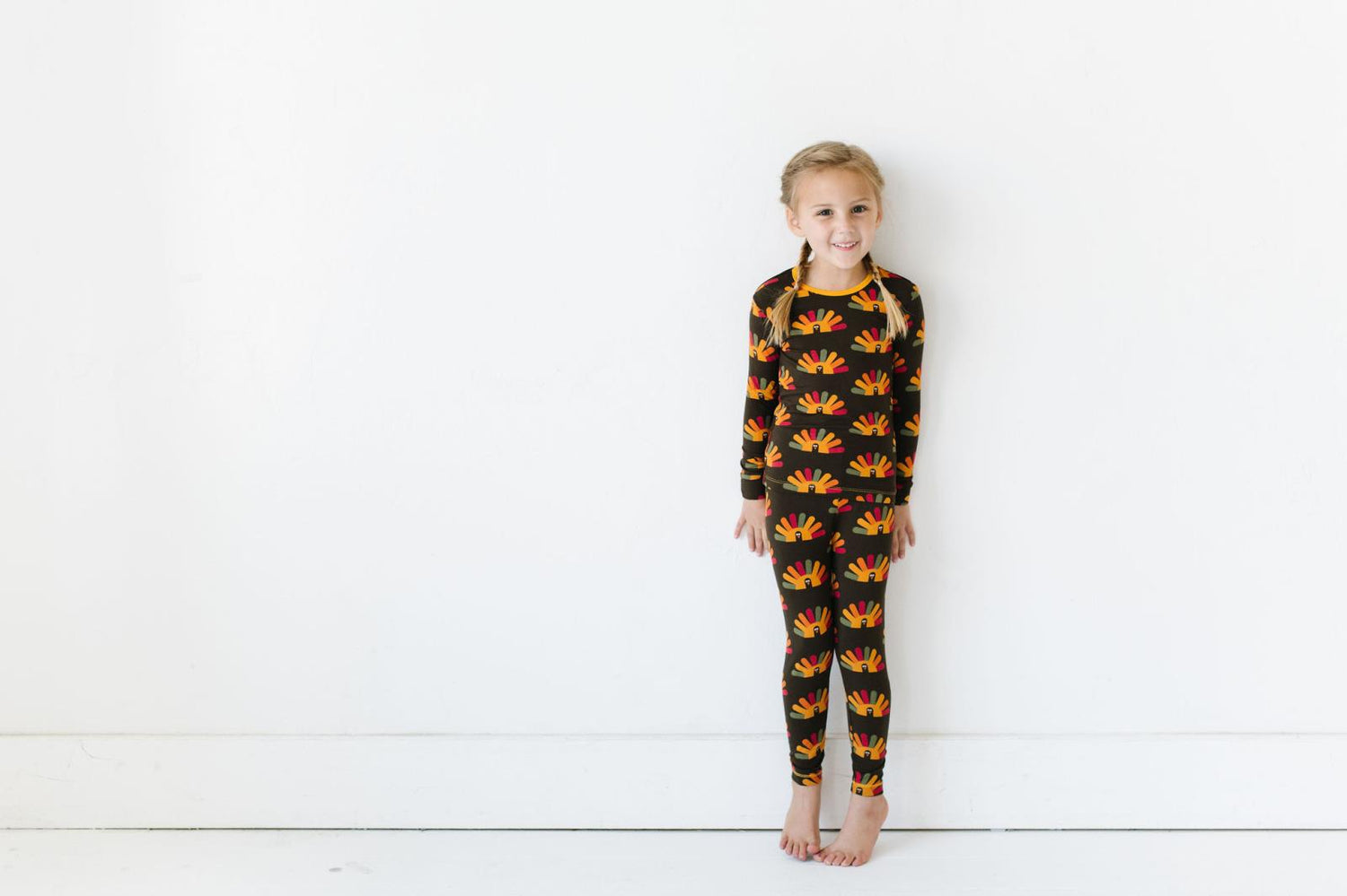Print Long Sleeve Pajama Set in Bark Turkey
