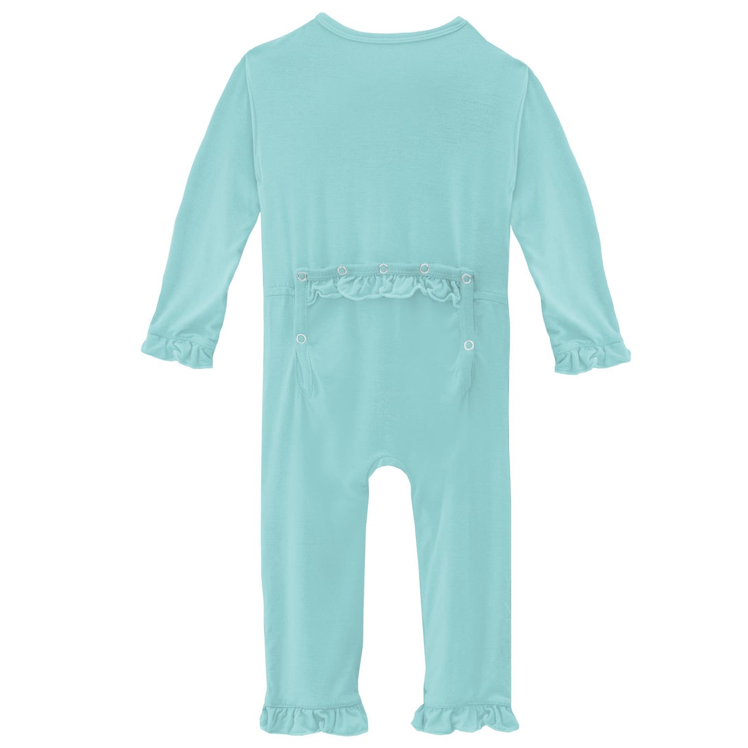 Classic Ruffle Coverall with Zipper in Summer Sky