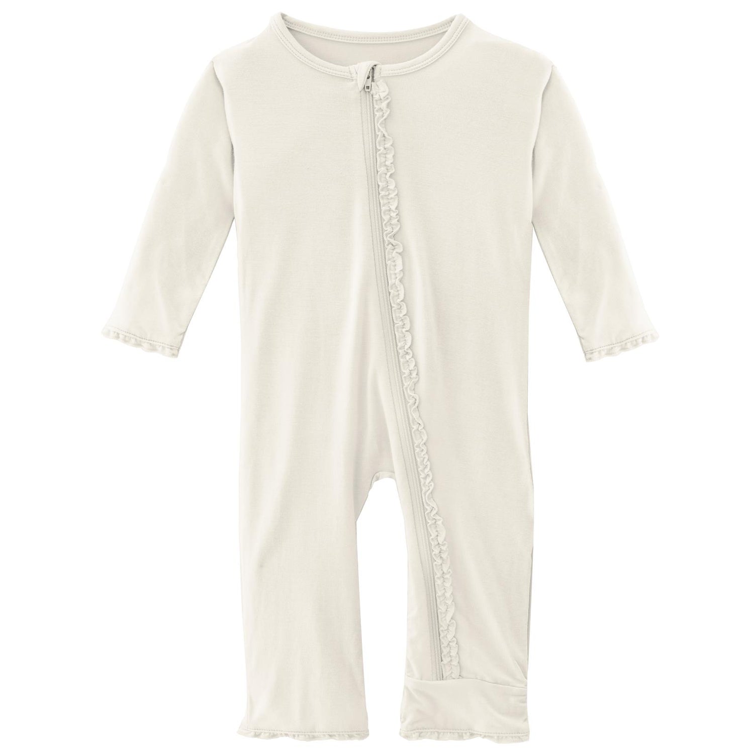 Muffin Ruffle Coverall with Zipper in Natural