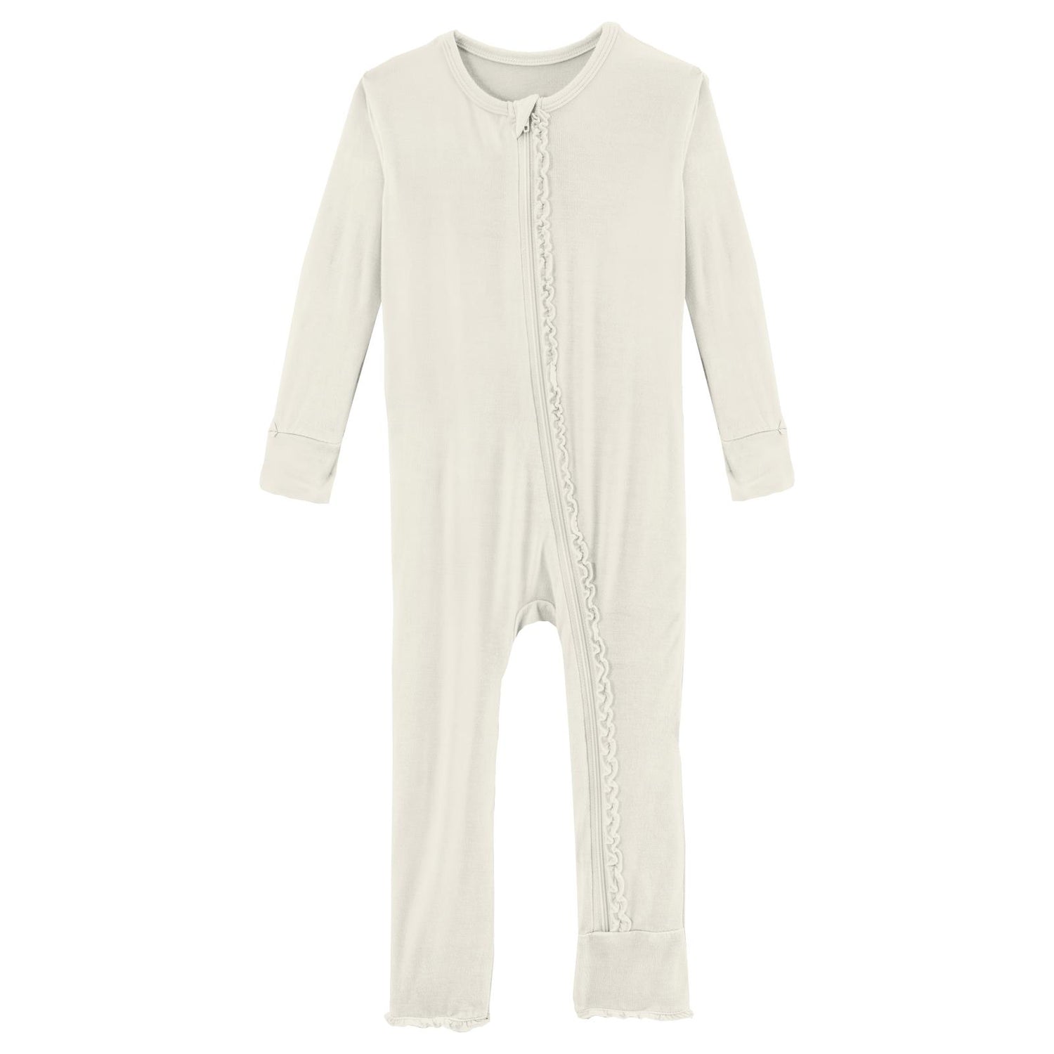 Muffin Ruffle Coverall with Zipper in Natural